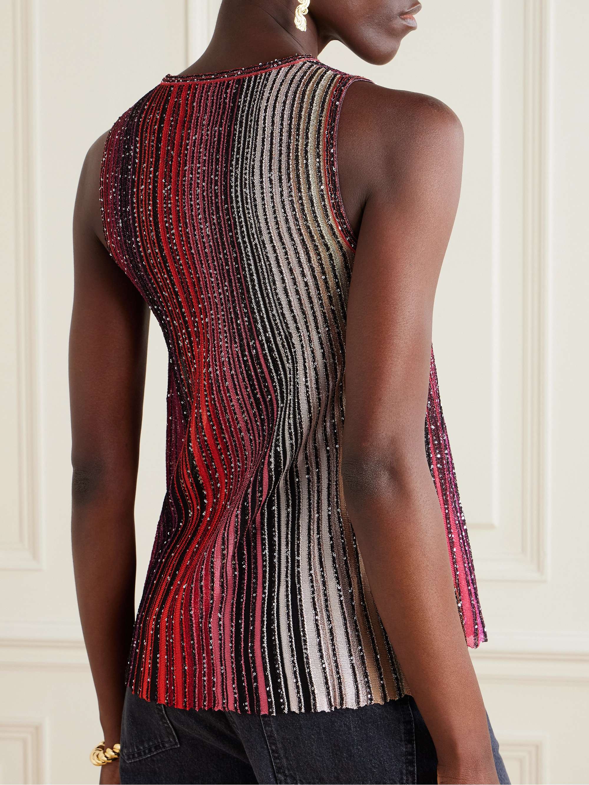 Dégradé sequin-embellished crochet-knit tank view