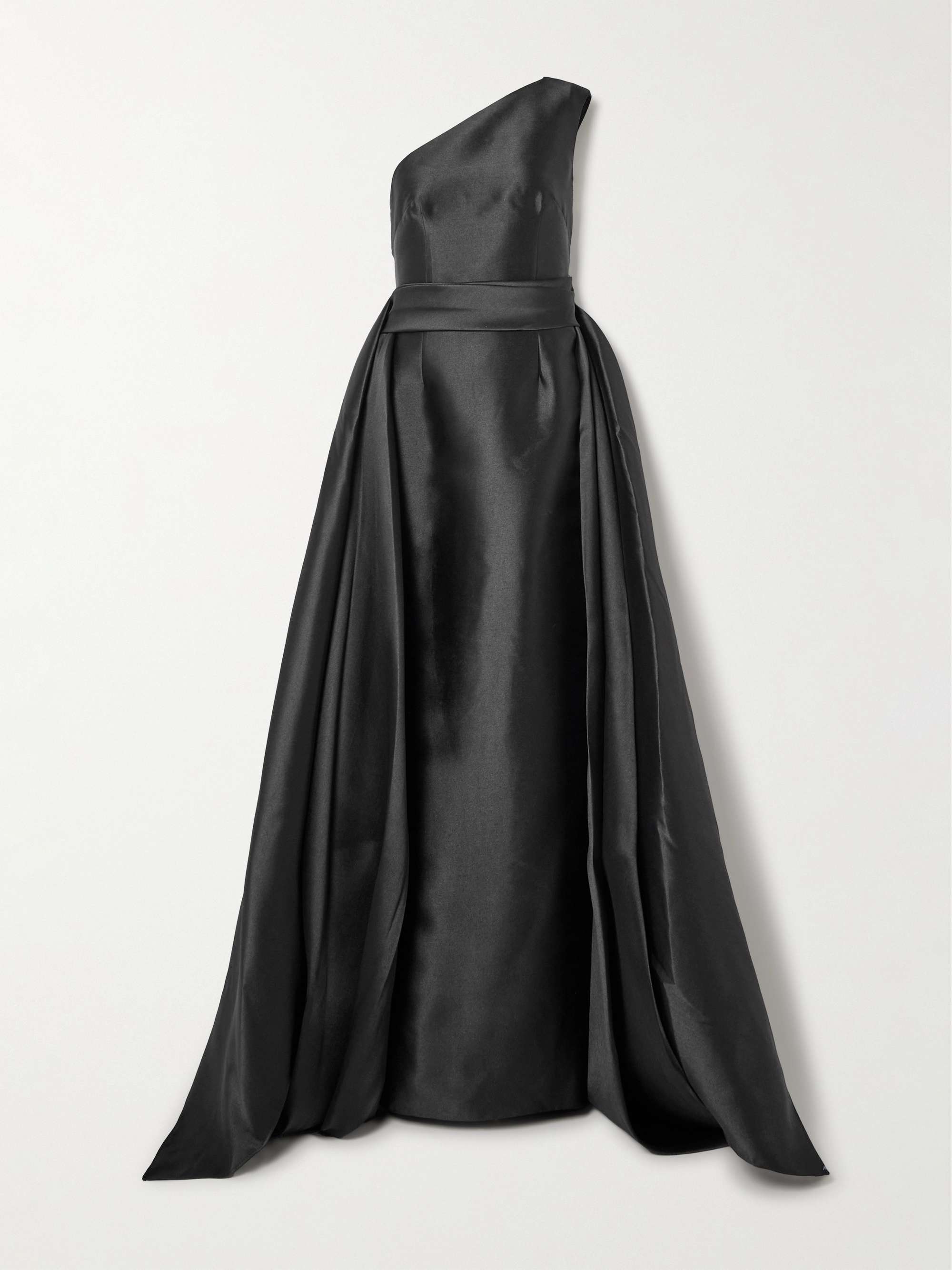The Charo one-shoulder draped satin-twill gown view