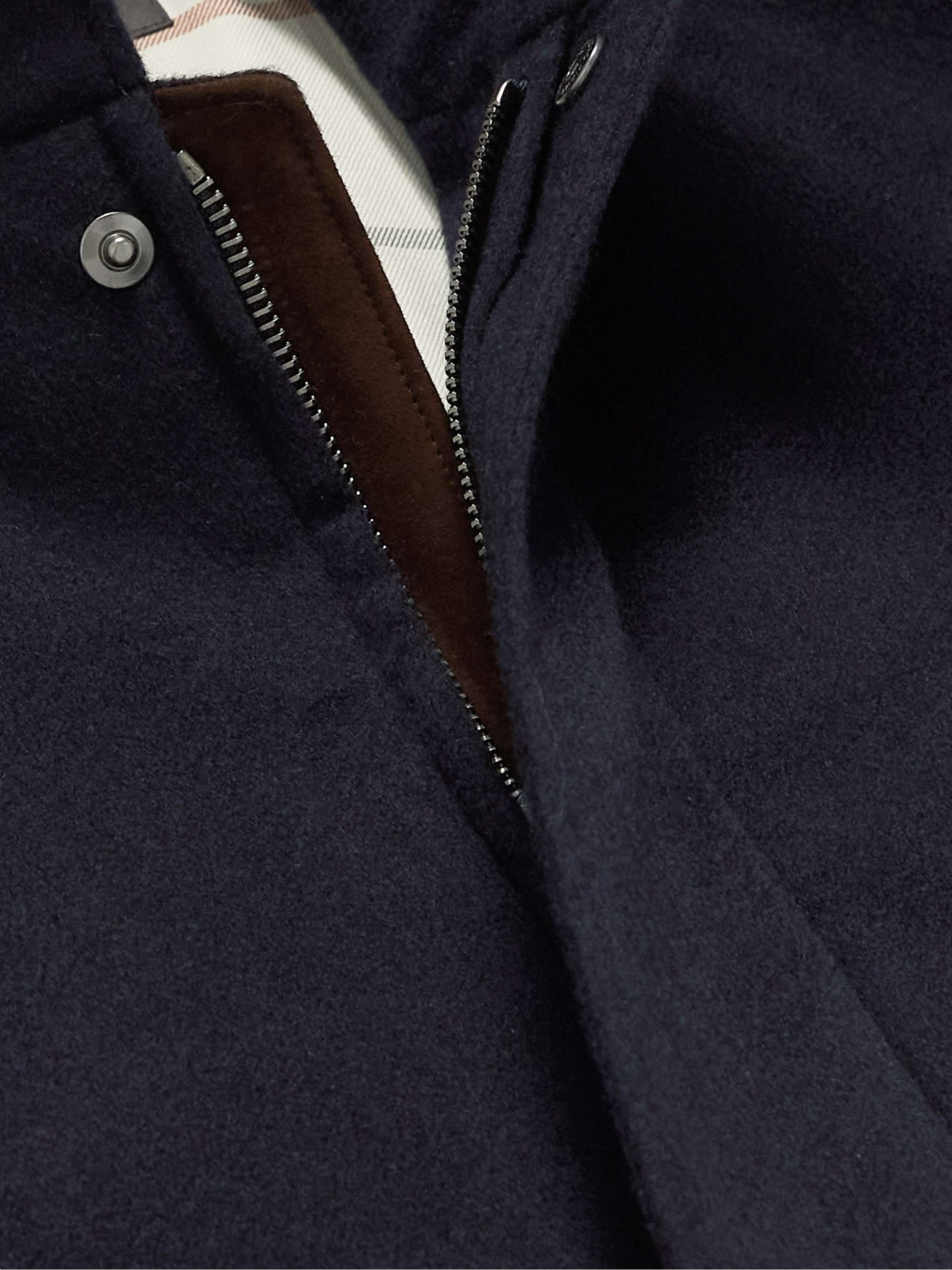 Suede-Trimmed Brushed-Cashmere Gilet view