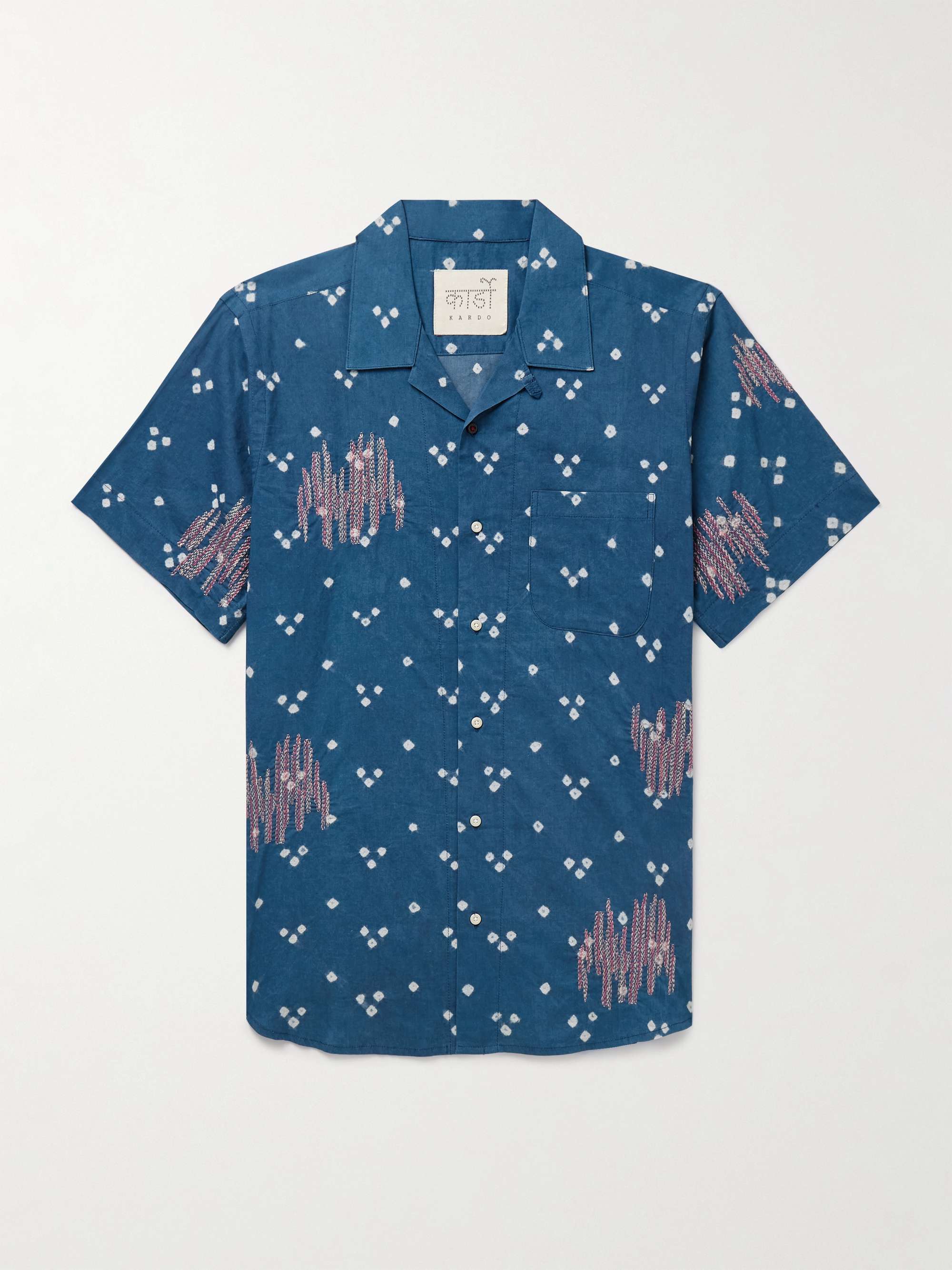 Lamar Convertible-Collar Embroidered Printed Cotton-Voile Shirt view