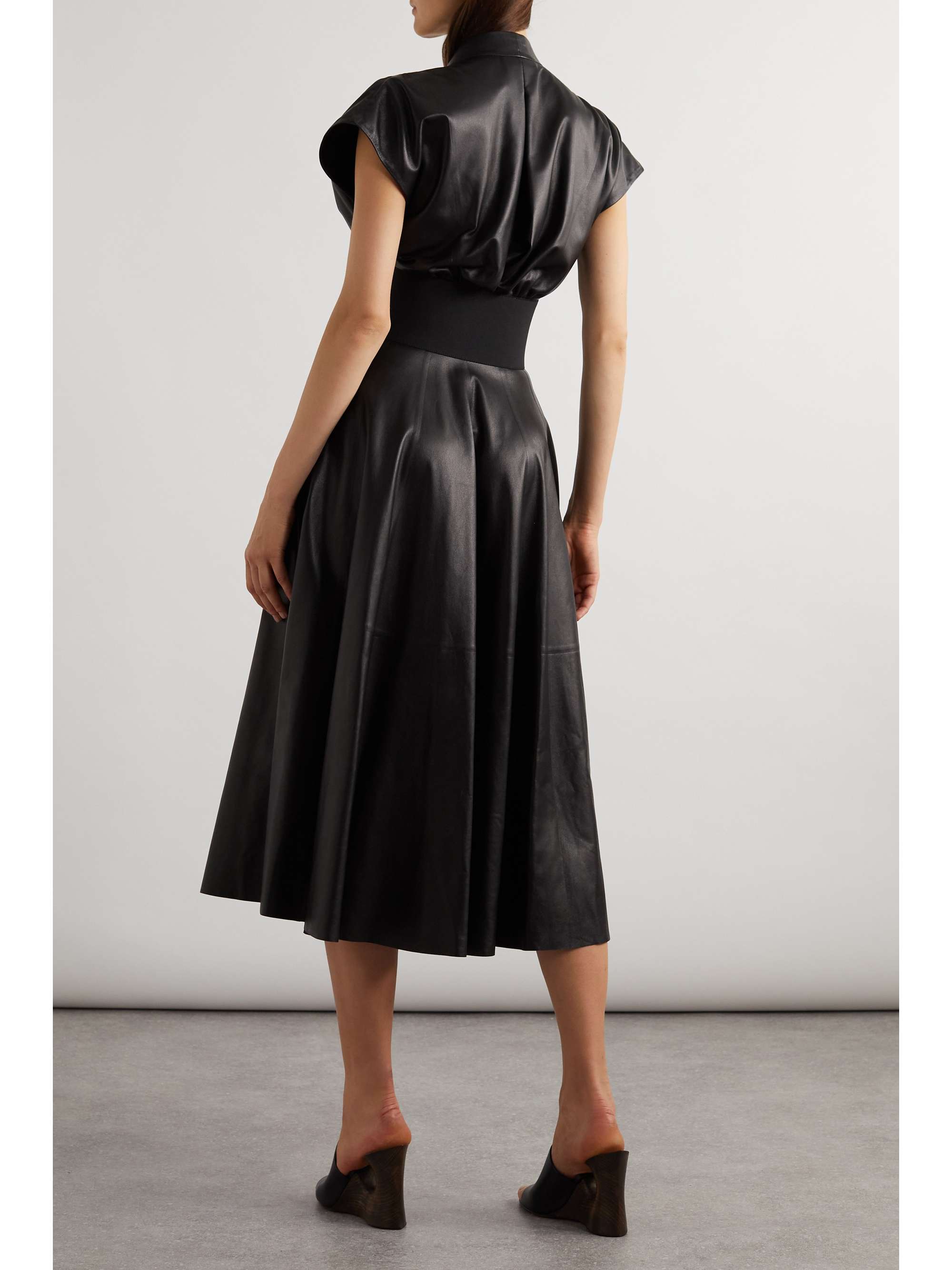 Archetypes belted leather midi dress view