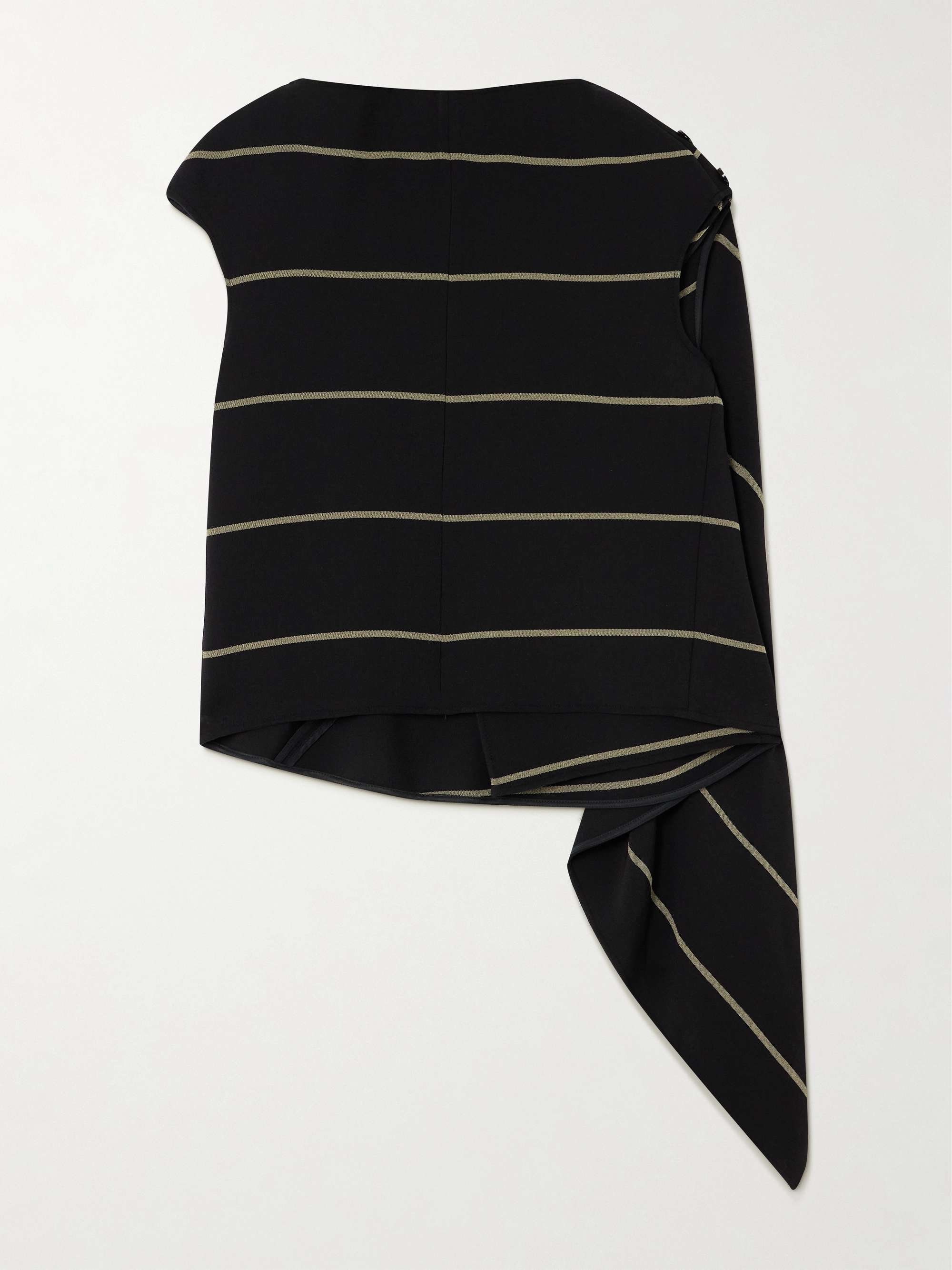Sutton button-detailed asymmetric paneled striped crepe top view