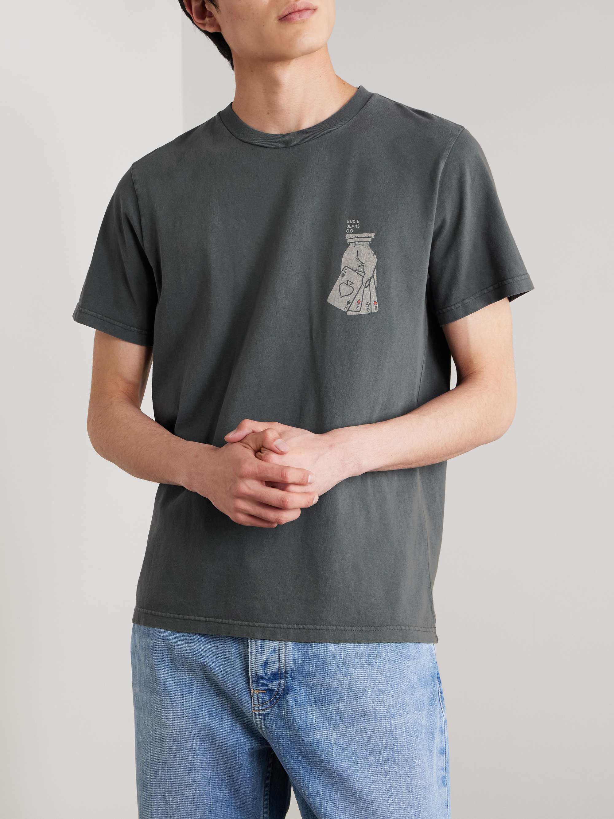 Roy Nope Printed Stone-Washed Organic Cotton-Jersey T-Shirt view