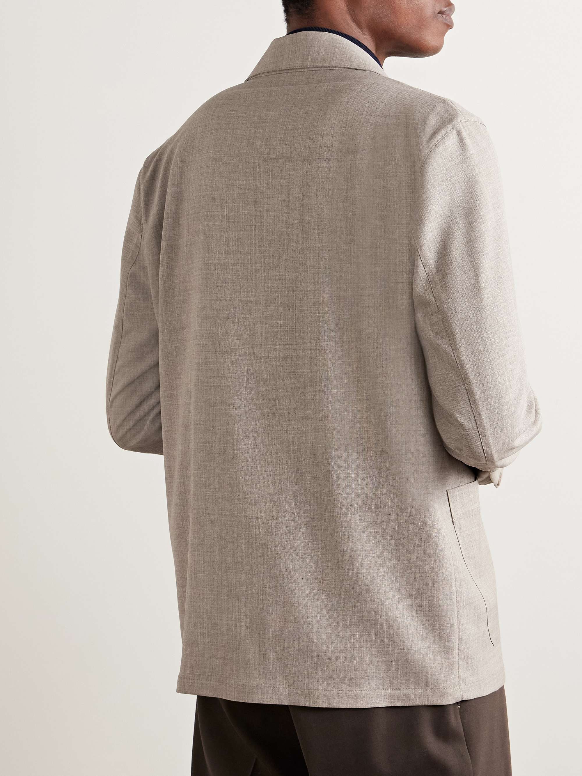 Unstructured Double-Breasted Wool Suit Jacket view