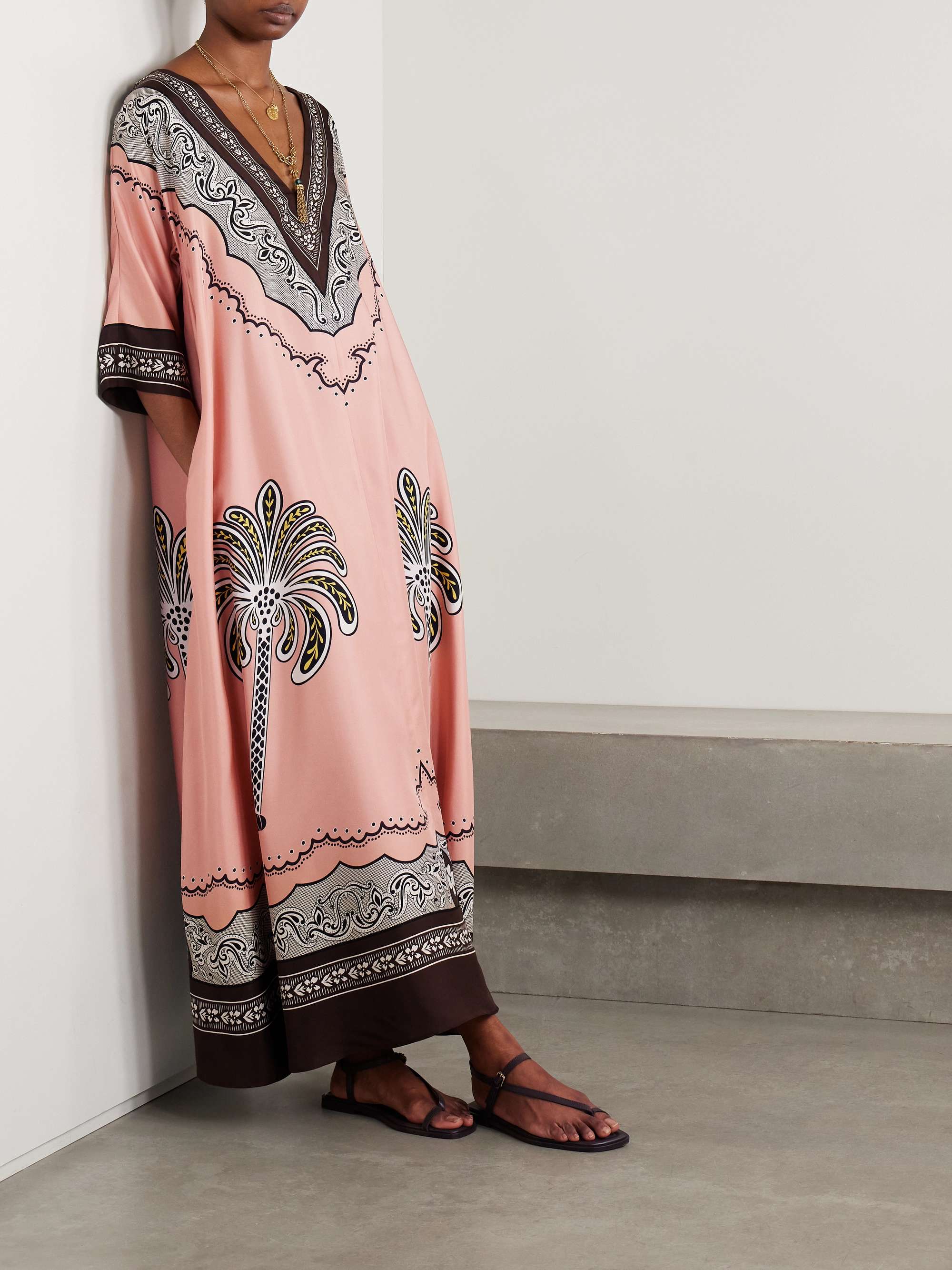 Muumuu oversized printed silk-twill maxi dress view