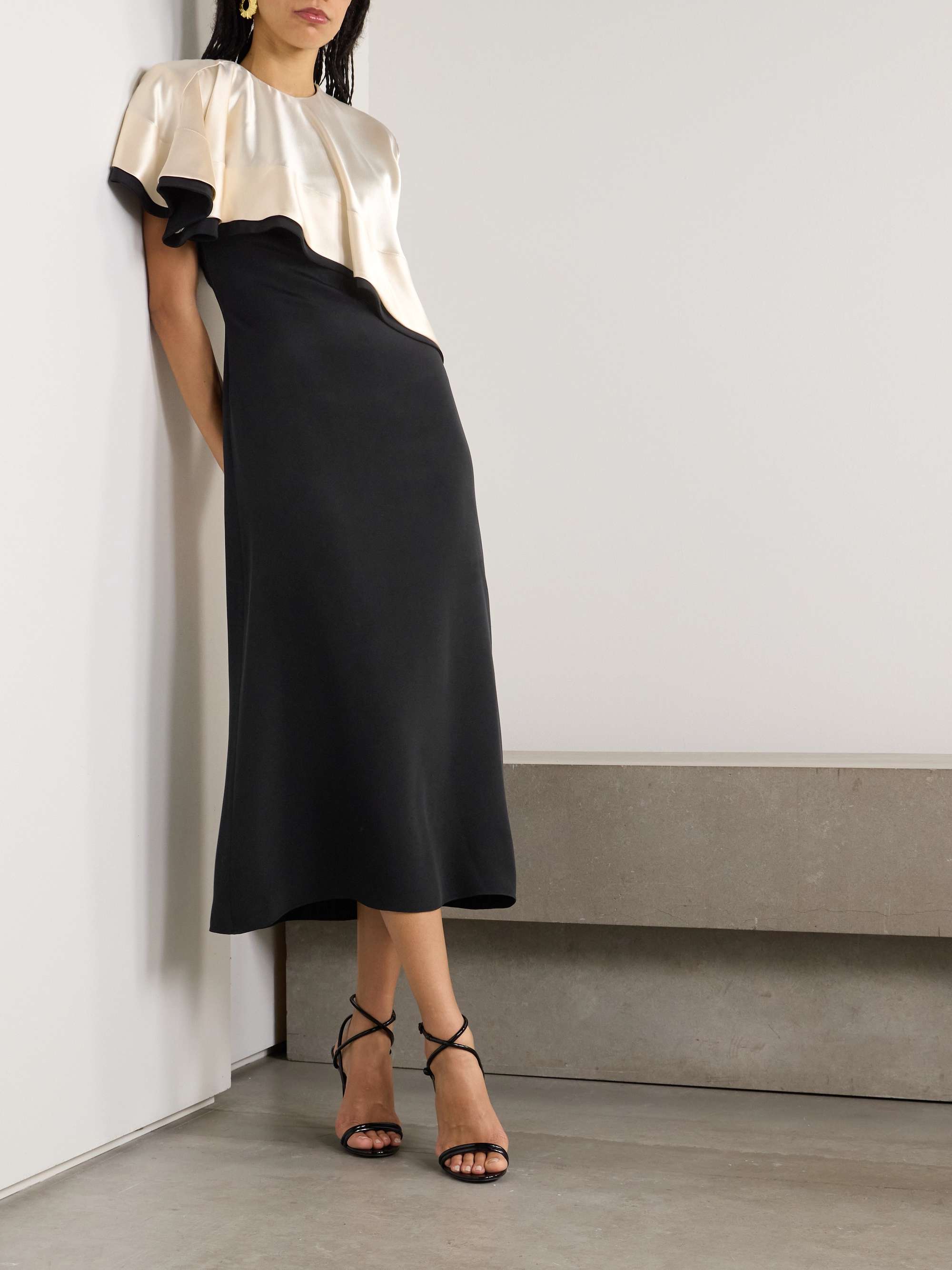 Topolino layered silk-satin midi dress view