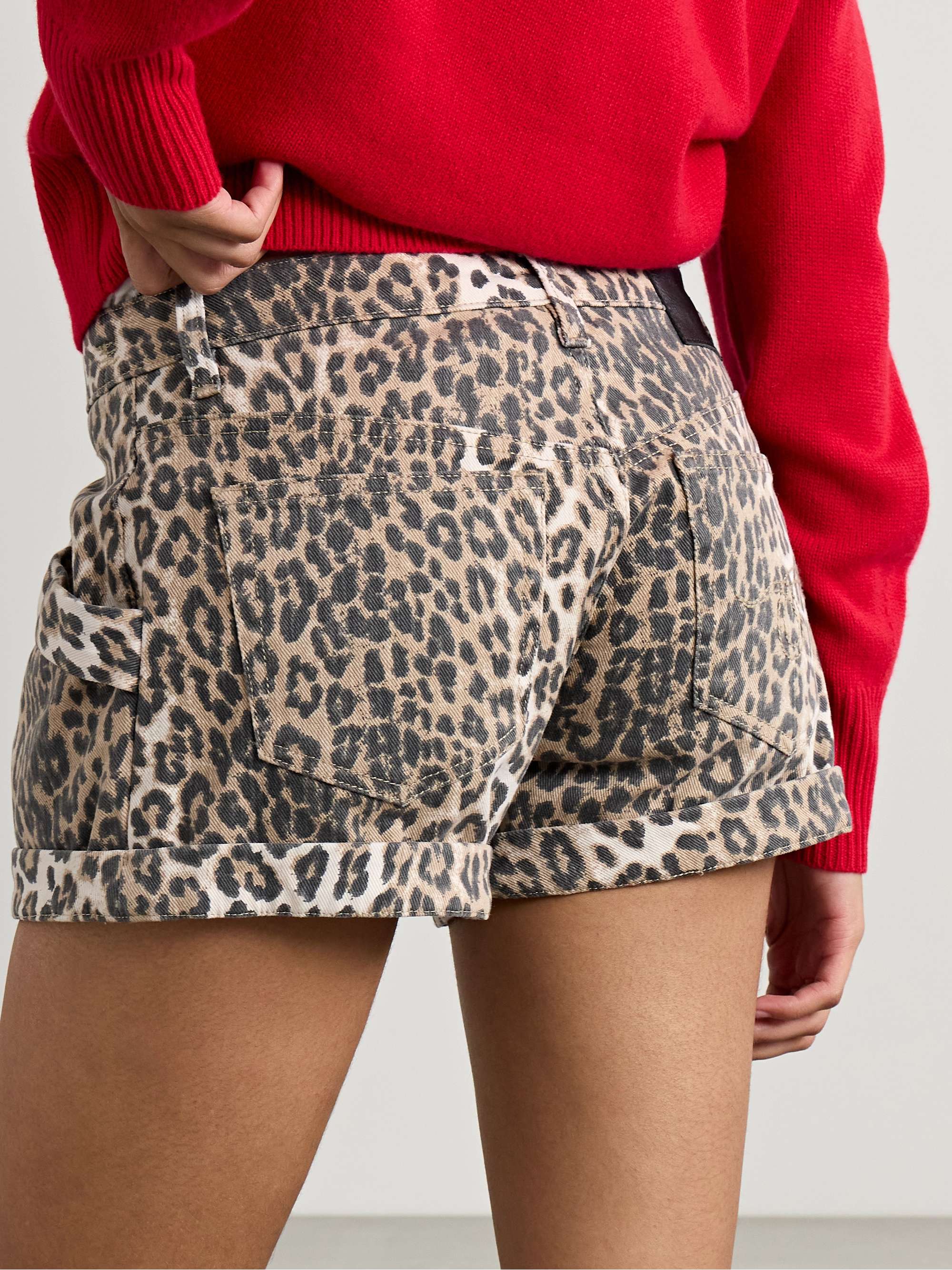 Jodphur leopard-print denim shorts view