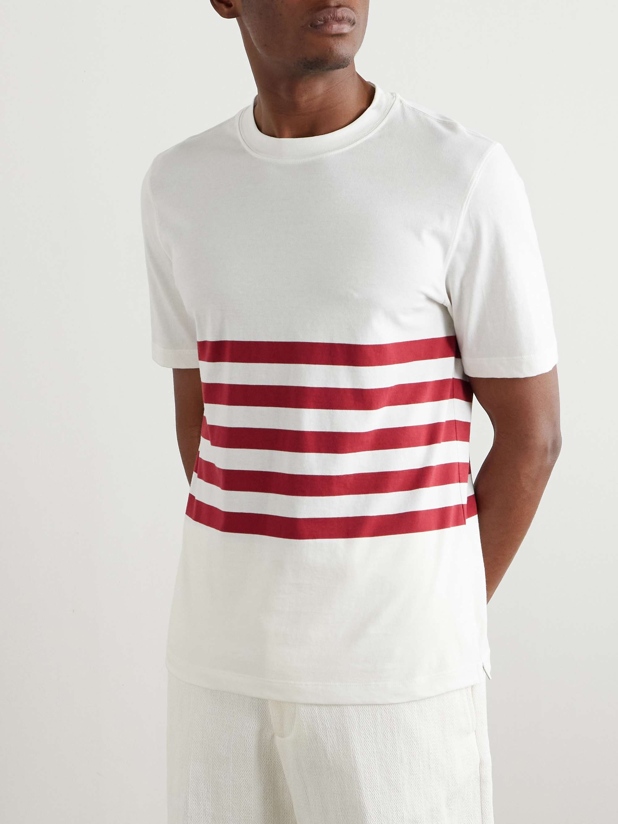 Slim-Fit Striped Cotton-Jersey T-Shirt view