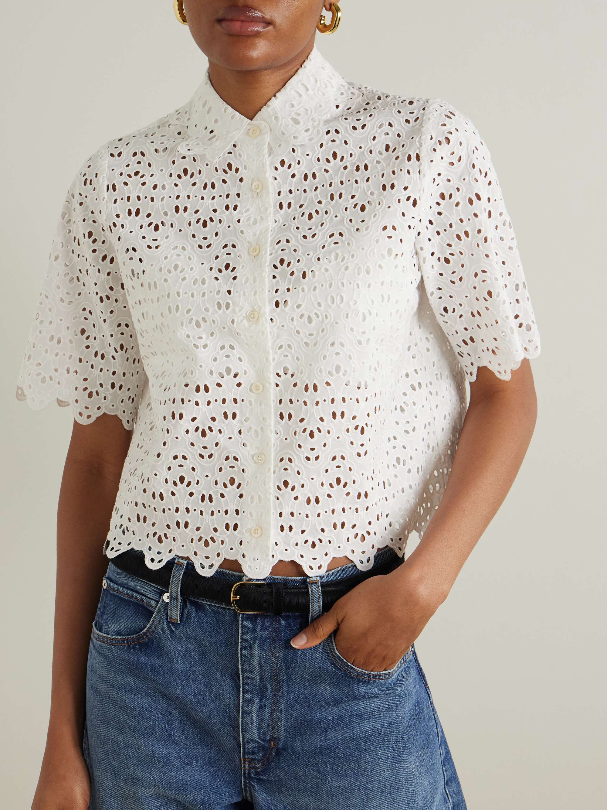 The Deco scalloped broderie anglaise cotton blouse view