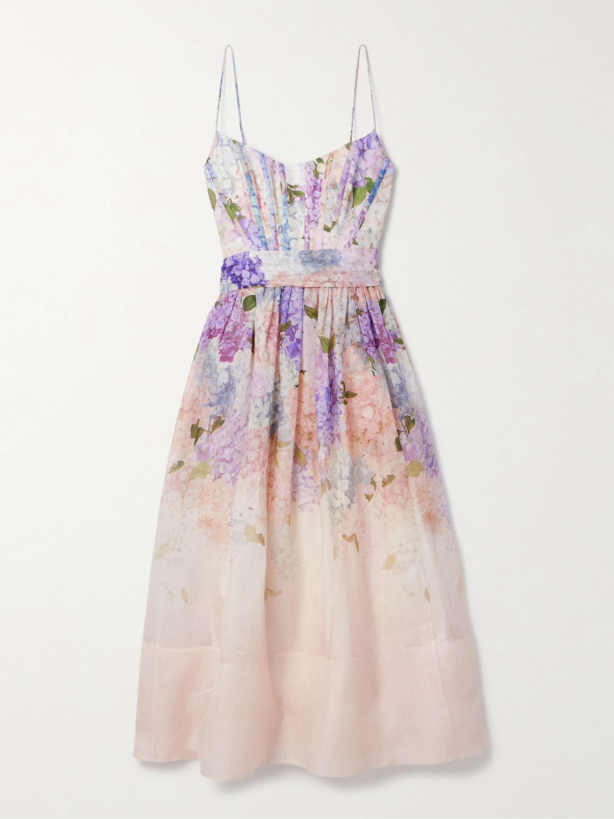 Dawning belted floral-print linen and silk-blend midi dress view