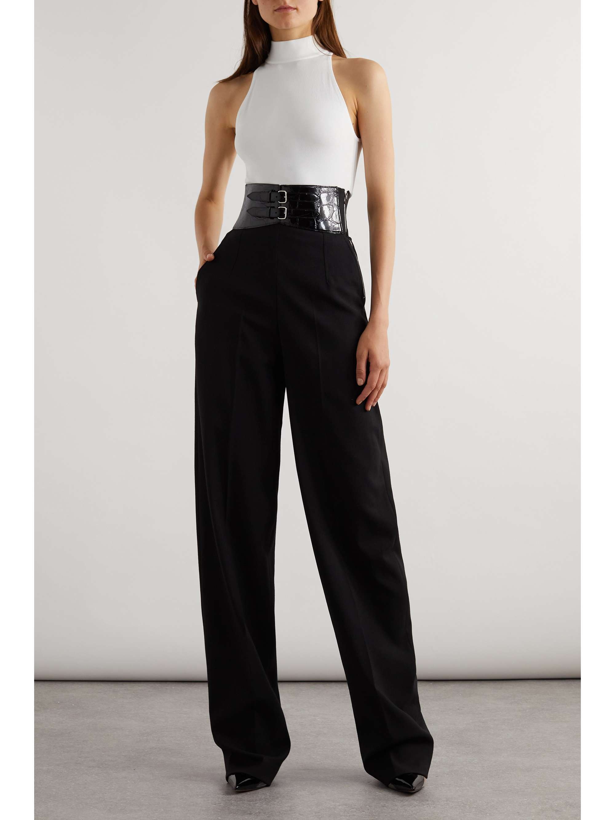 Archetypes stretch-crepe mock-neck bodysuit view