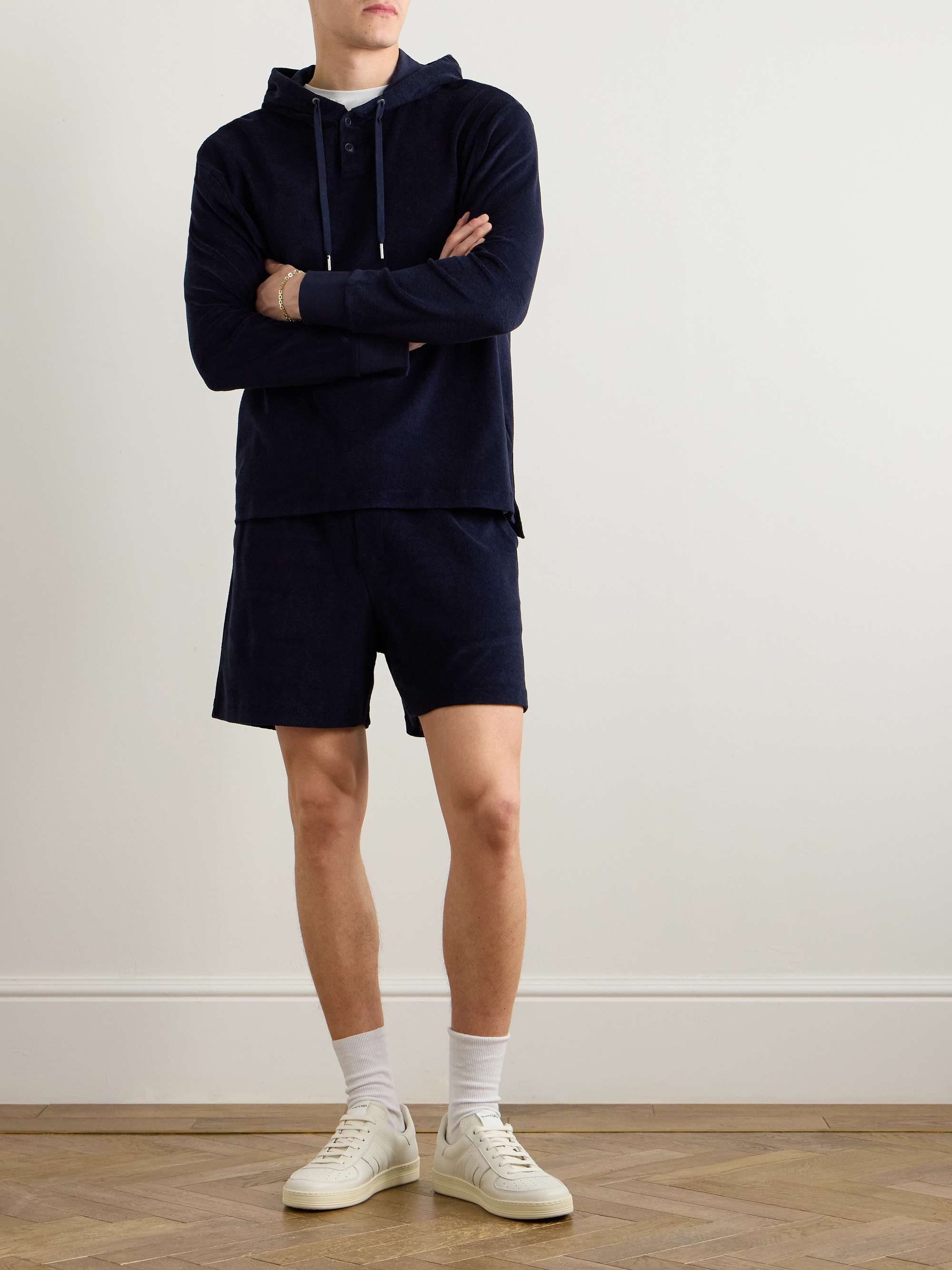 Riviera Straight-Leg Cotton and Modal-Blend Terry Drawstring Shorts view