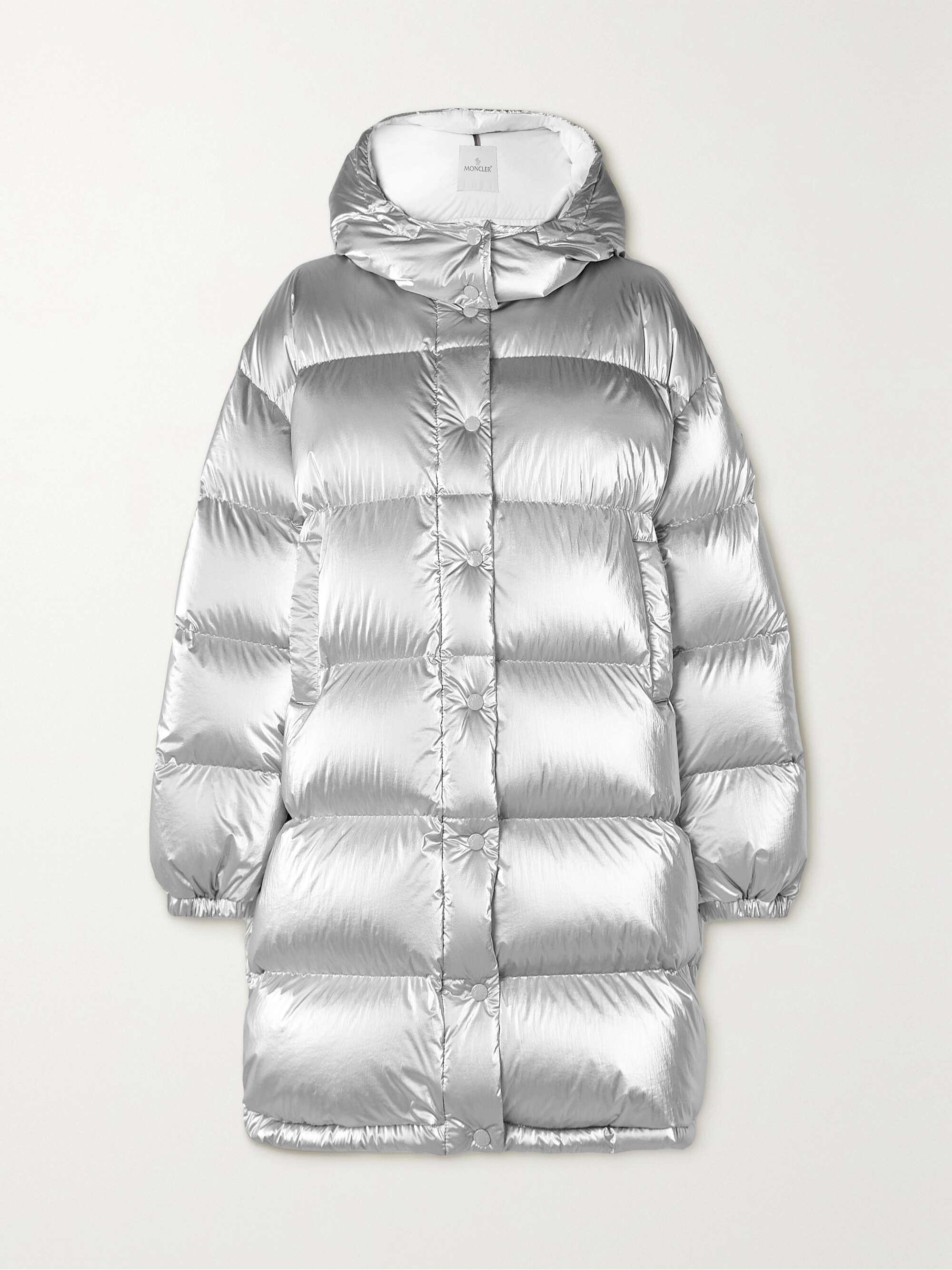 Gaou hooded quilted metallic shell down jacket view