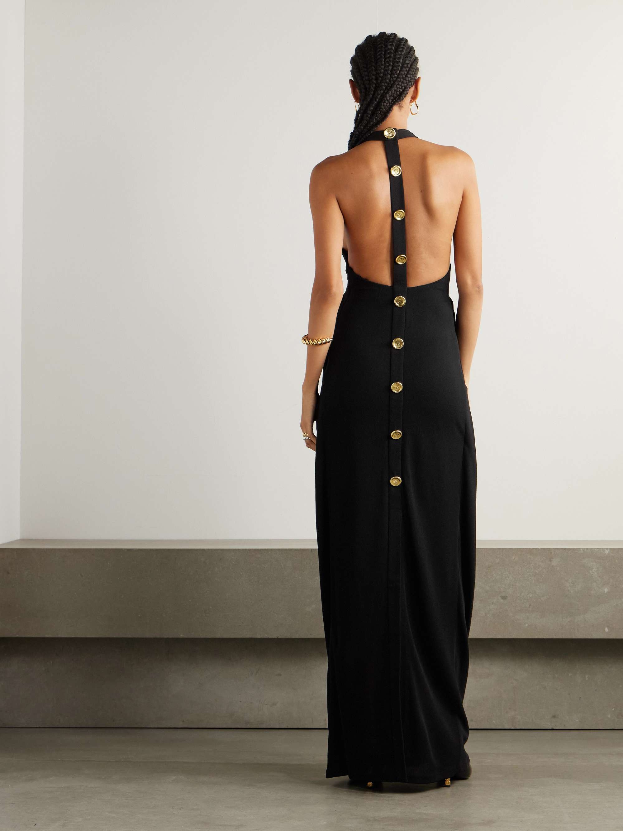 Draped crepe halterneck gown view