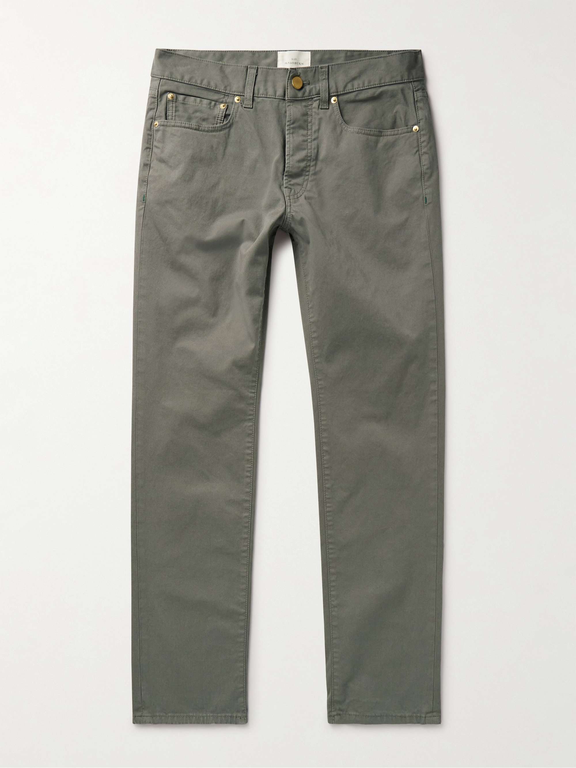 Straight-Leg Stretch-Cotton Twill Trousers view