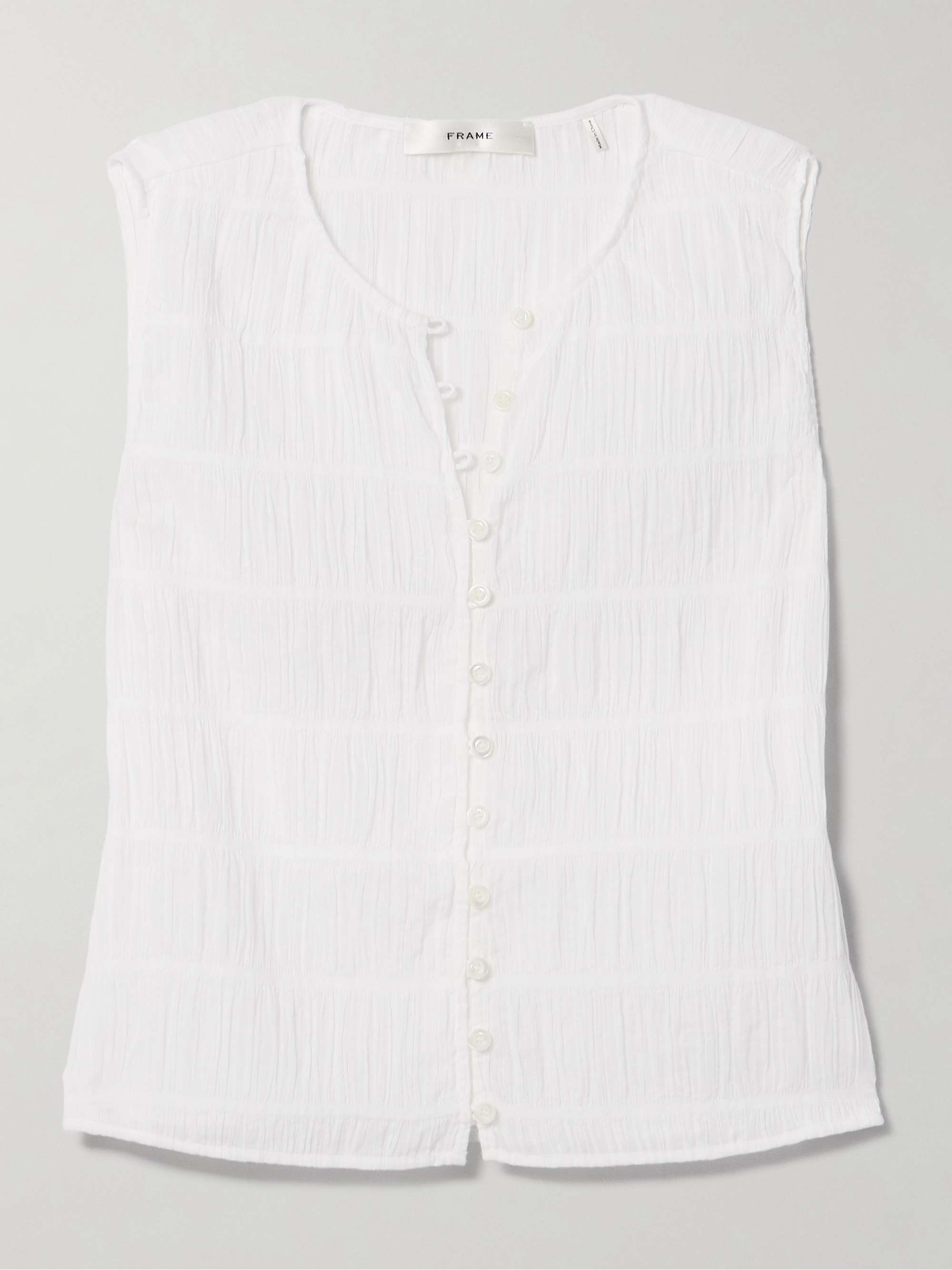 Shirred cotton-blend voile tank view