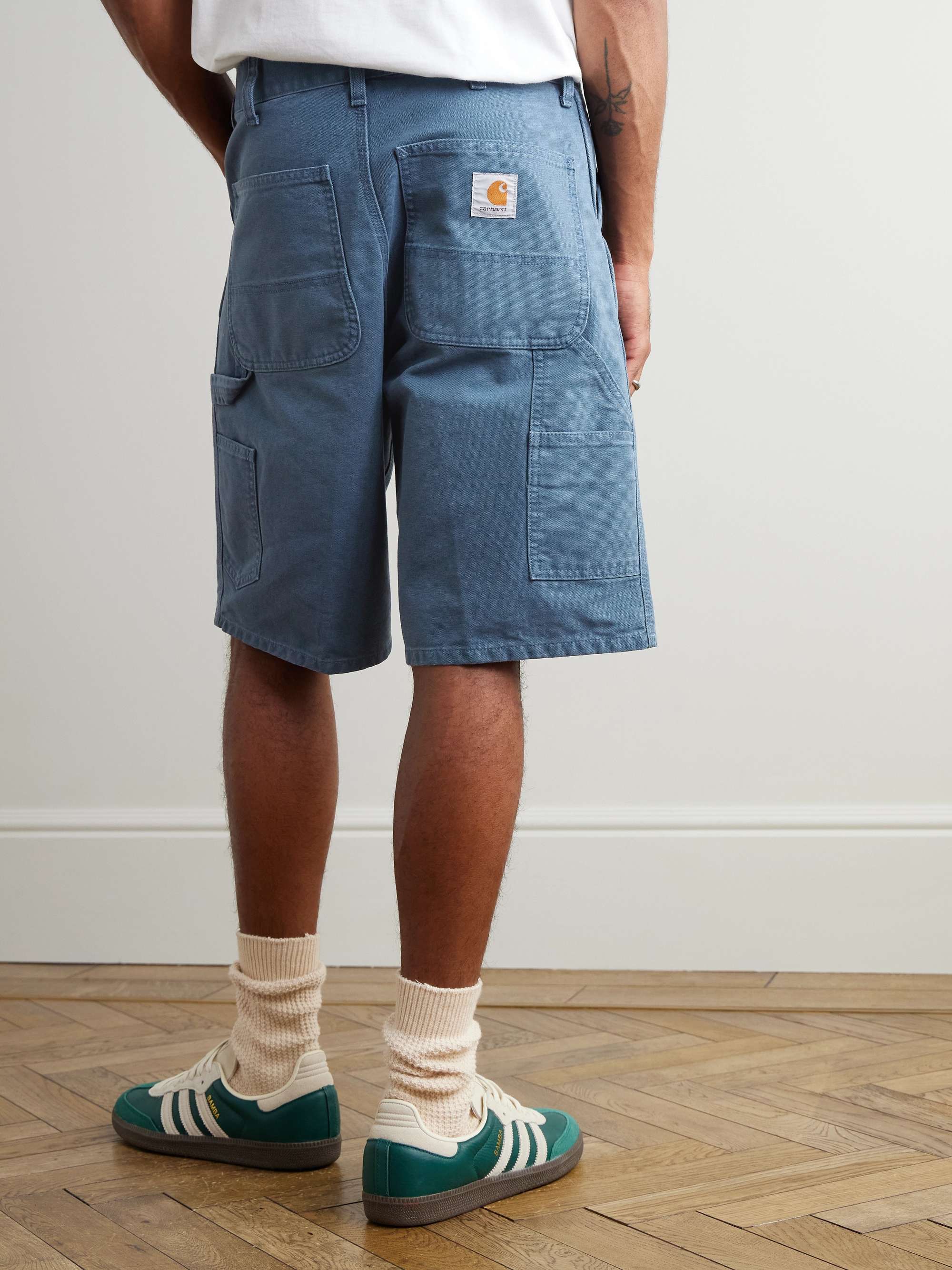 Single Knee Straight-Leg Organic Cotton-Canvas Shorts view