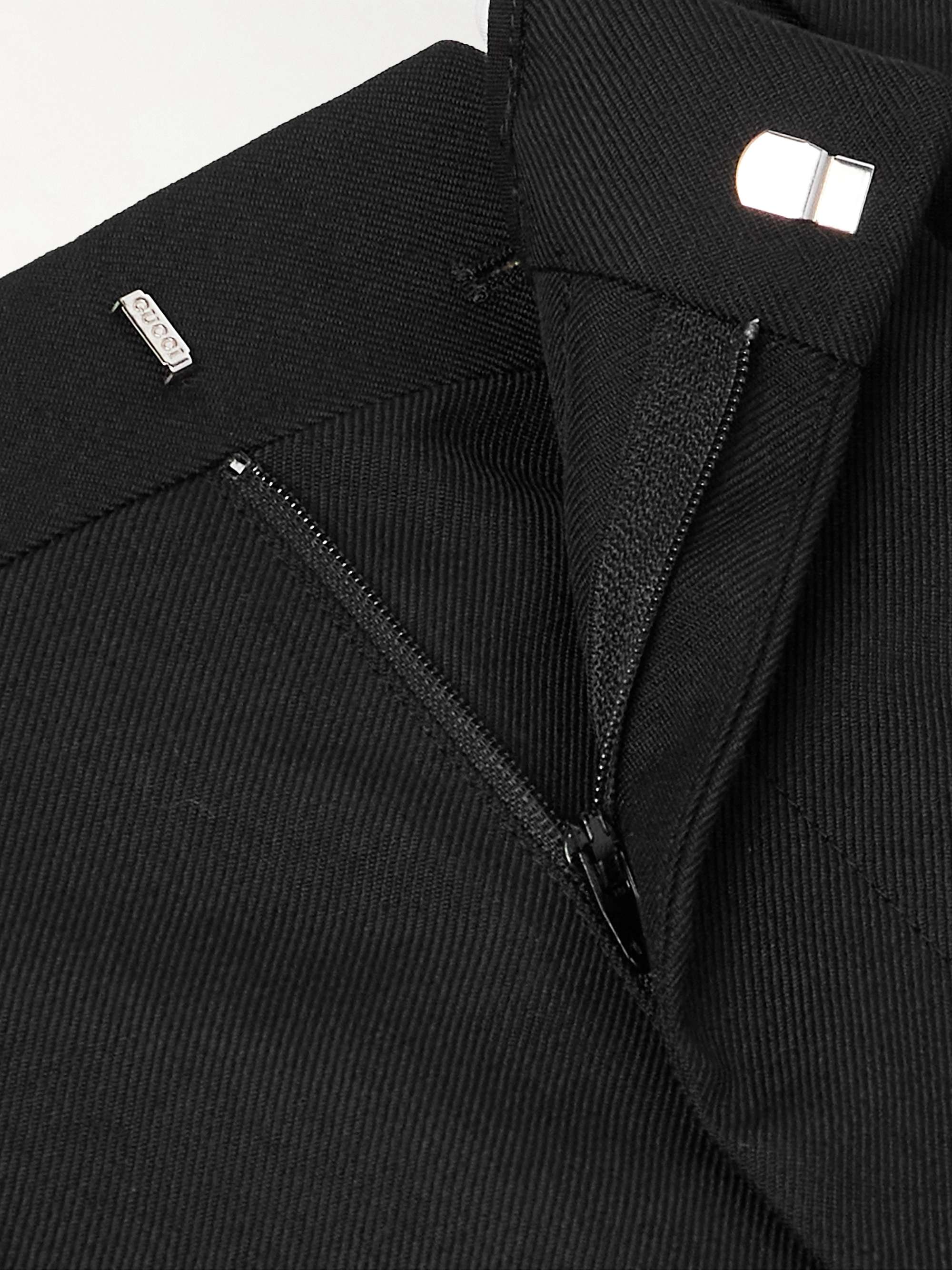Straight-Leg Pleated Webbing-Trimmed Twill Shorts view