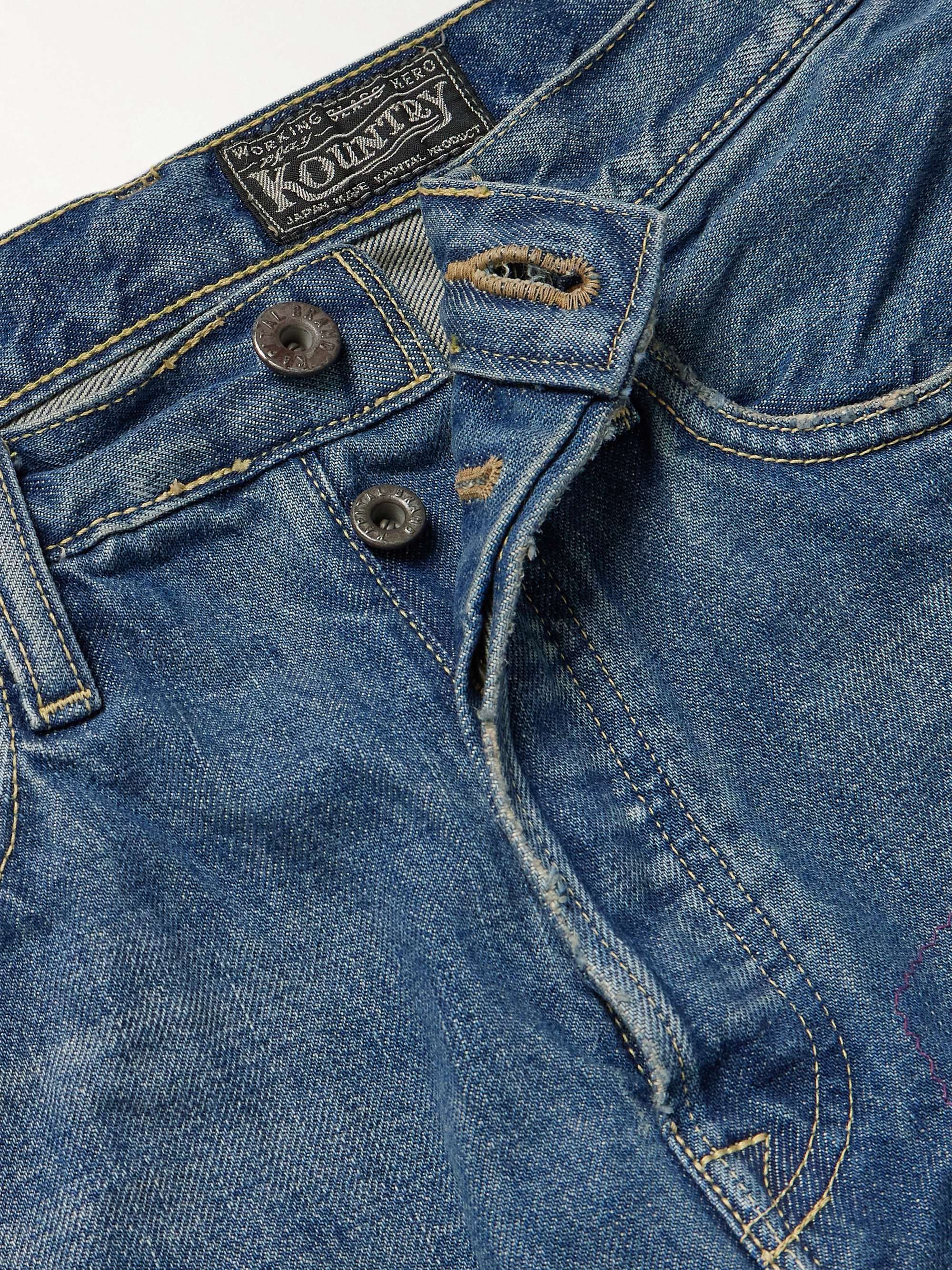Monkey Cisco Straight-Leg Distressed Patchwork Jeans view