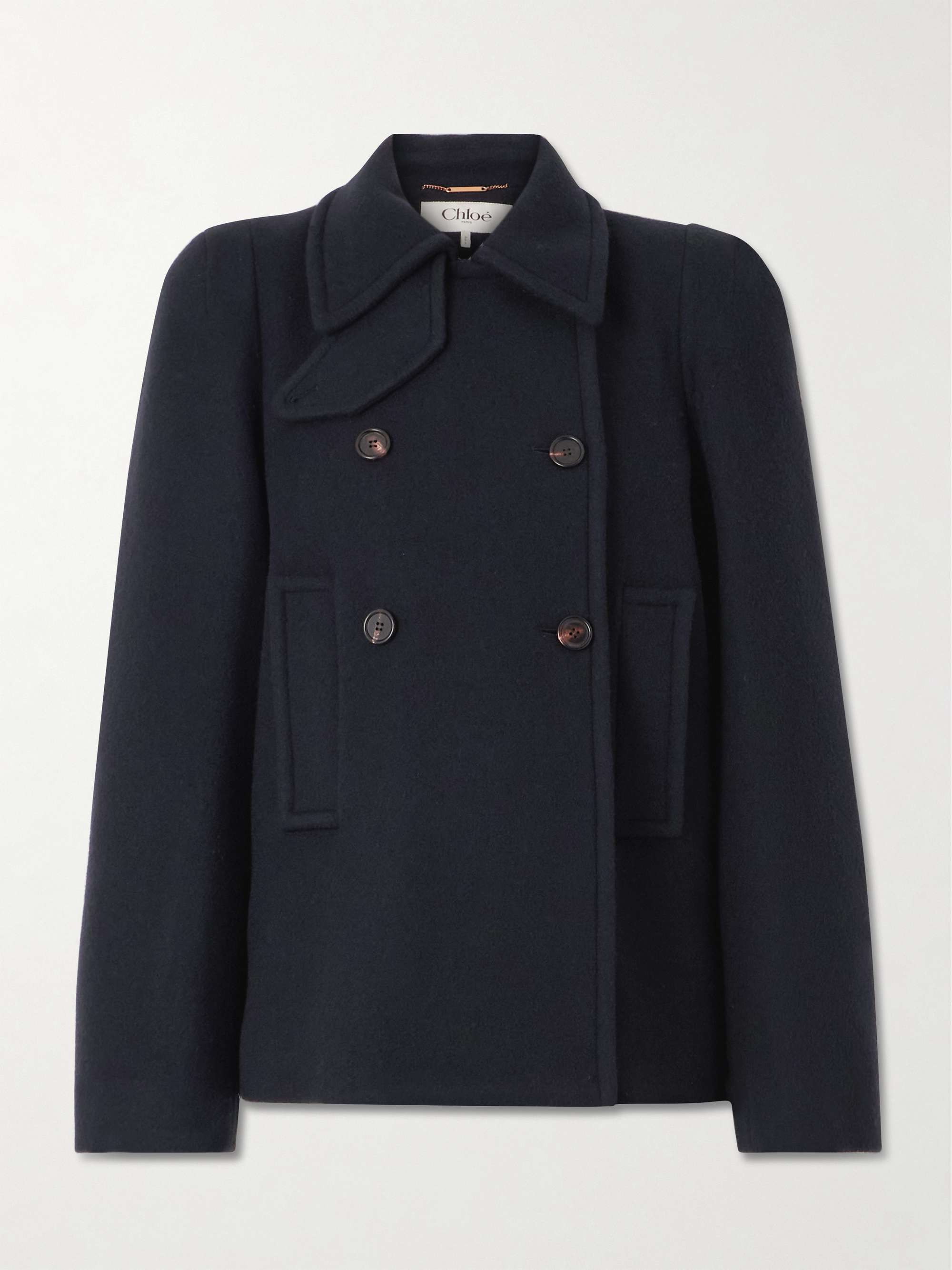 Double-breasted wool-blend coat view