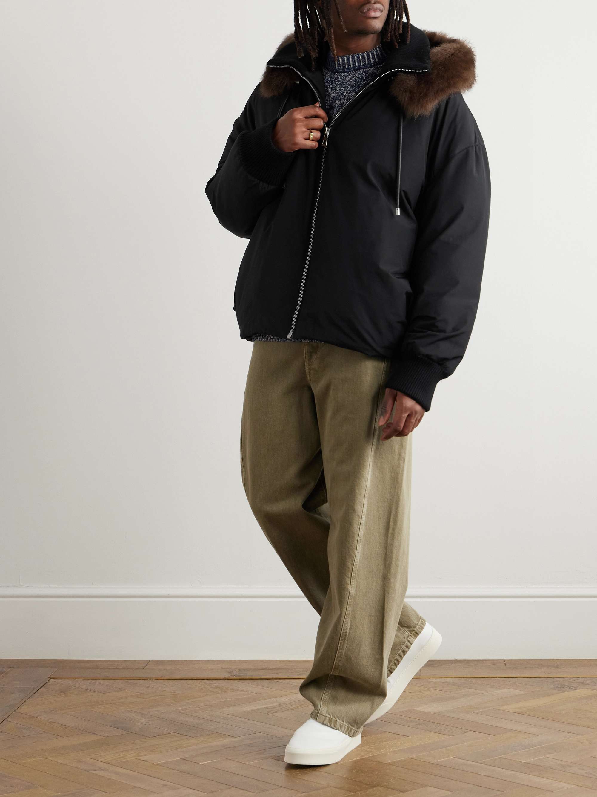 Faux-Fur Trimmed Padded Cotton-Blend Hooded Jacket view
