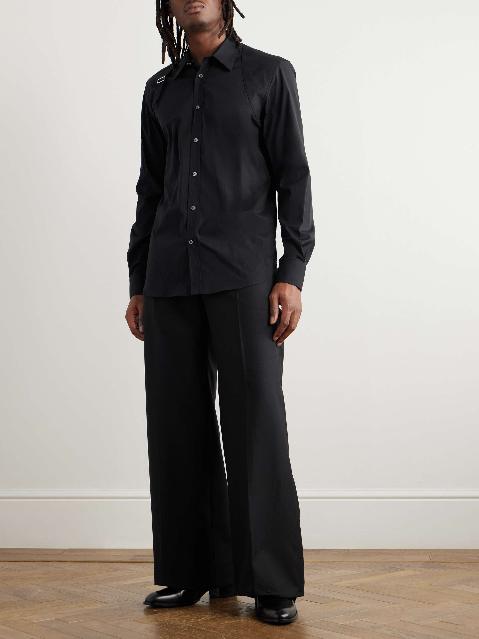 Slim-Fit Harness-Detailed Stretch-Cotton Shirt view