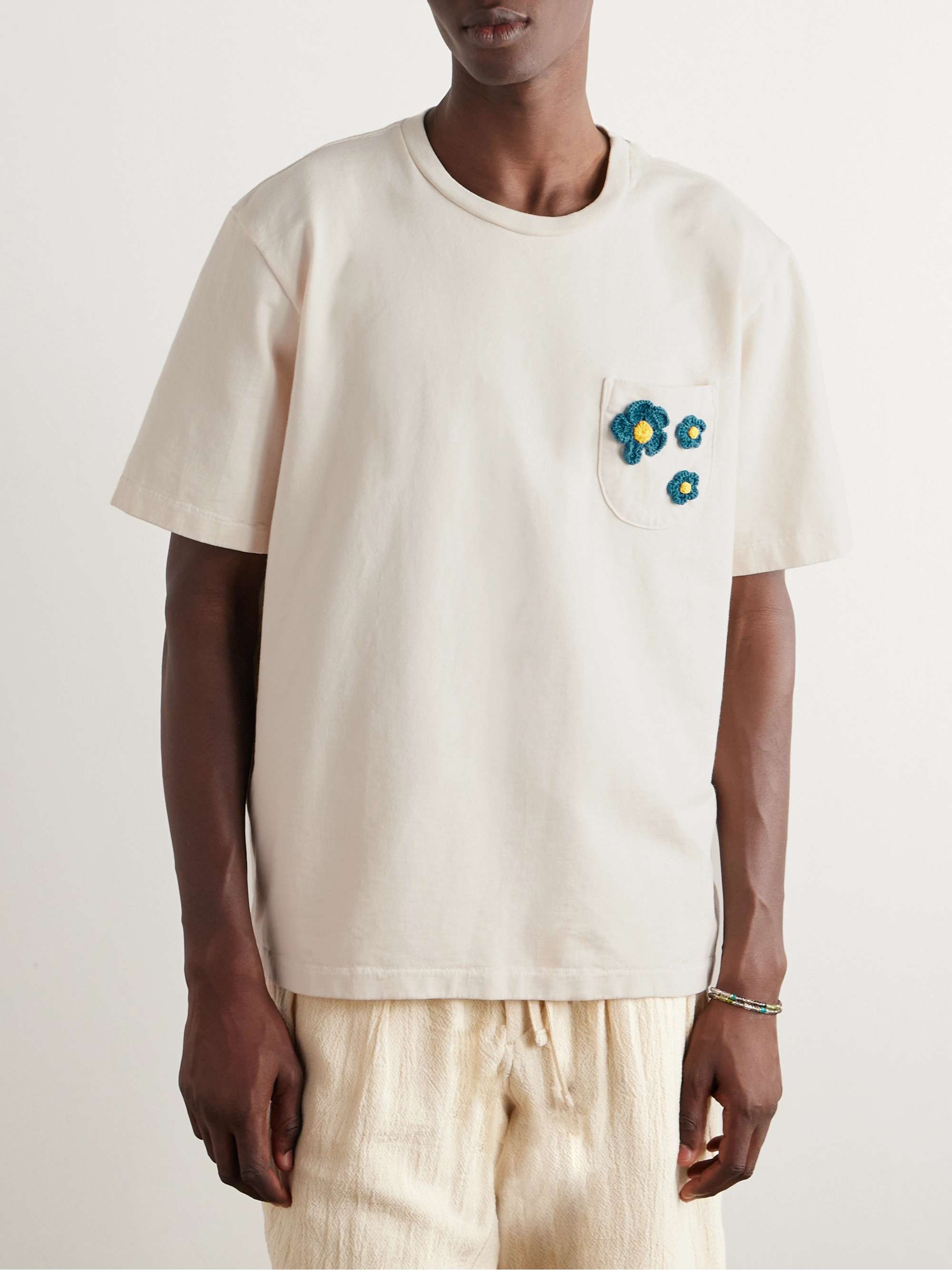 Crochet-Trimmed Cotton-Jersey T-Shirt view