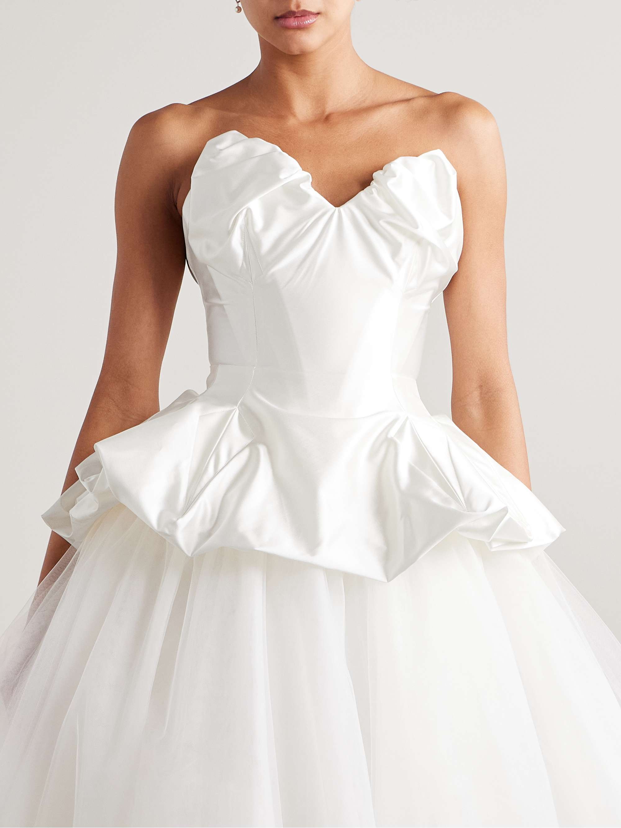 Raven strapless gathered satin bustier top view