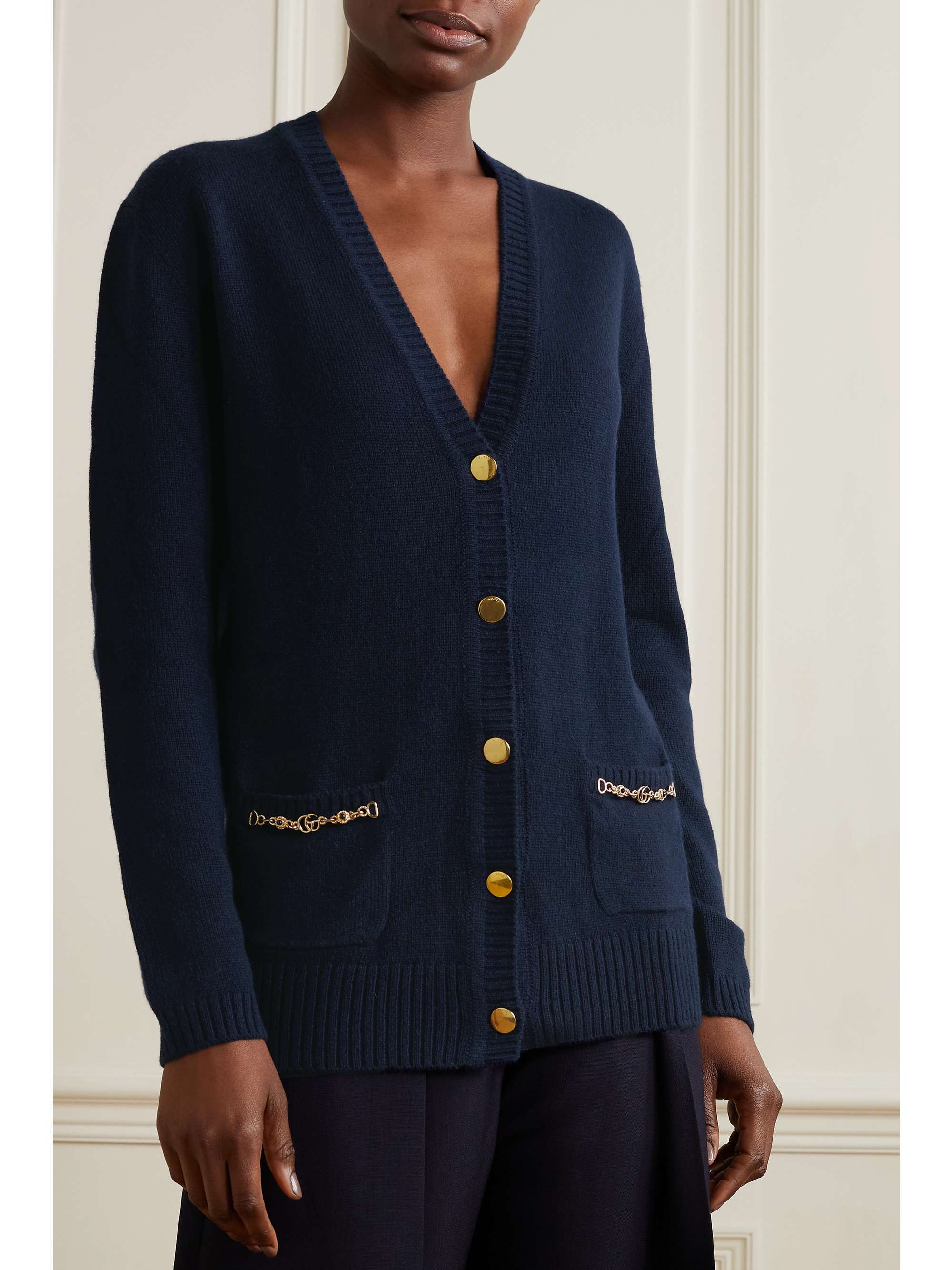 Horsebit-detailed cashmere cardigan view