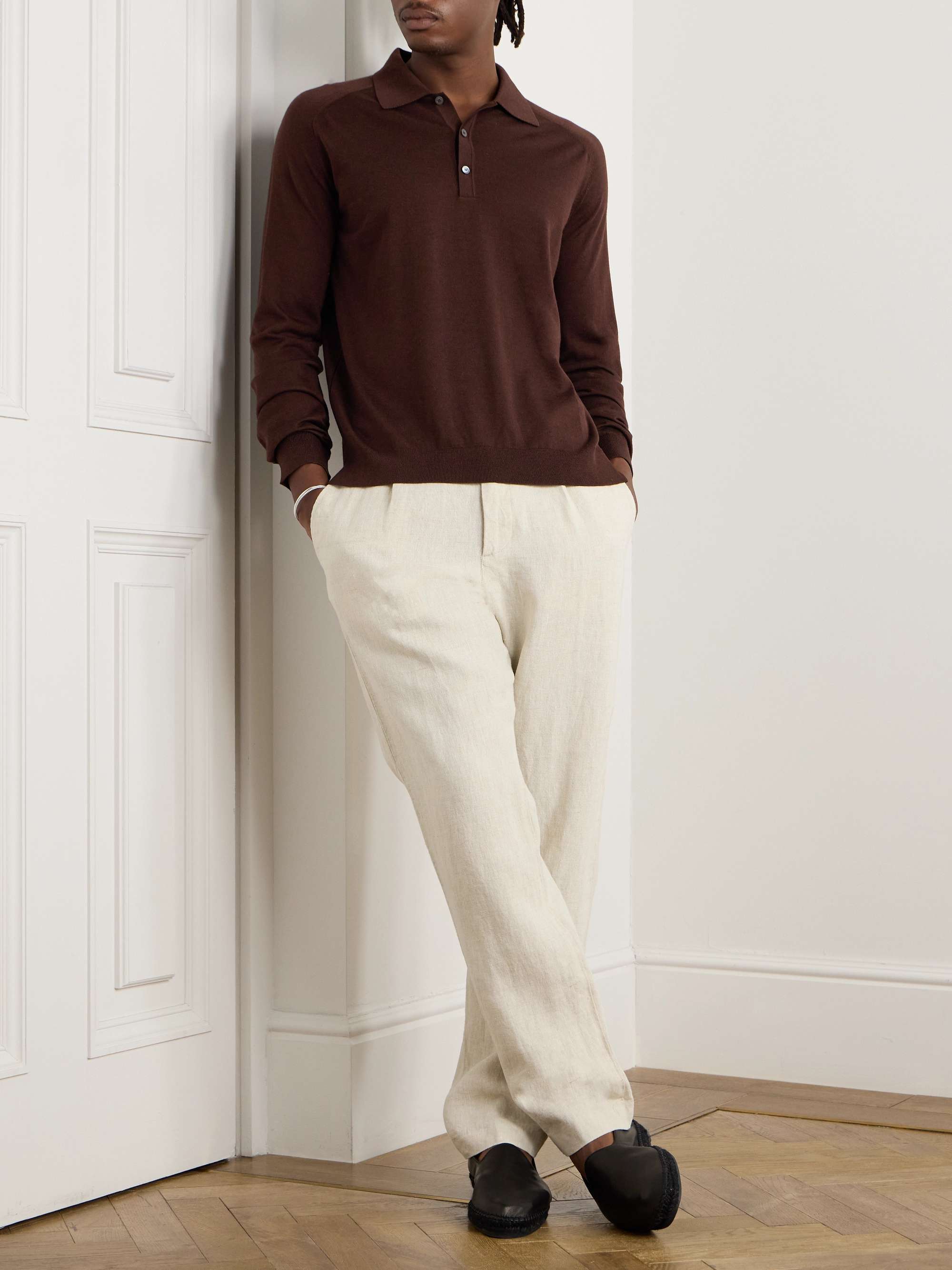 Wool, Silk and Cashmere-Blend Polo Shirt view