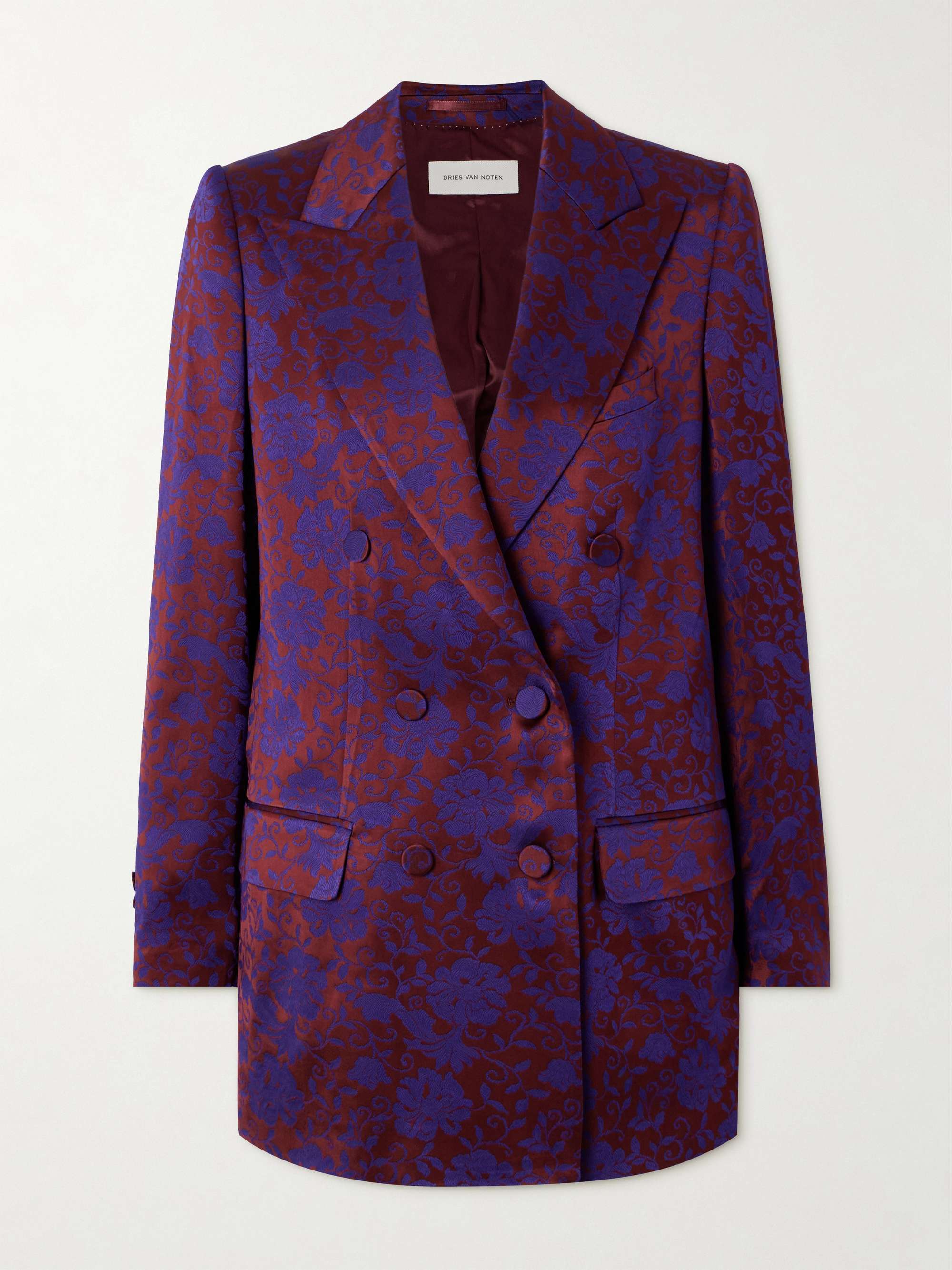 Double-breasted floral-jacquard twill blazer view