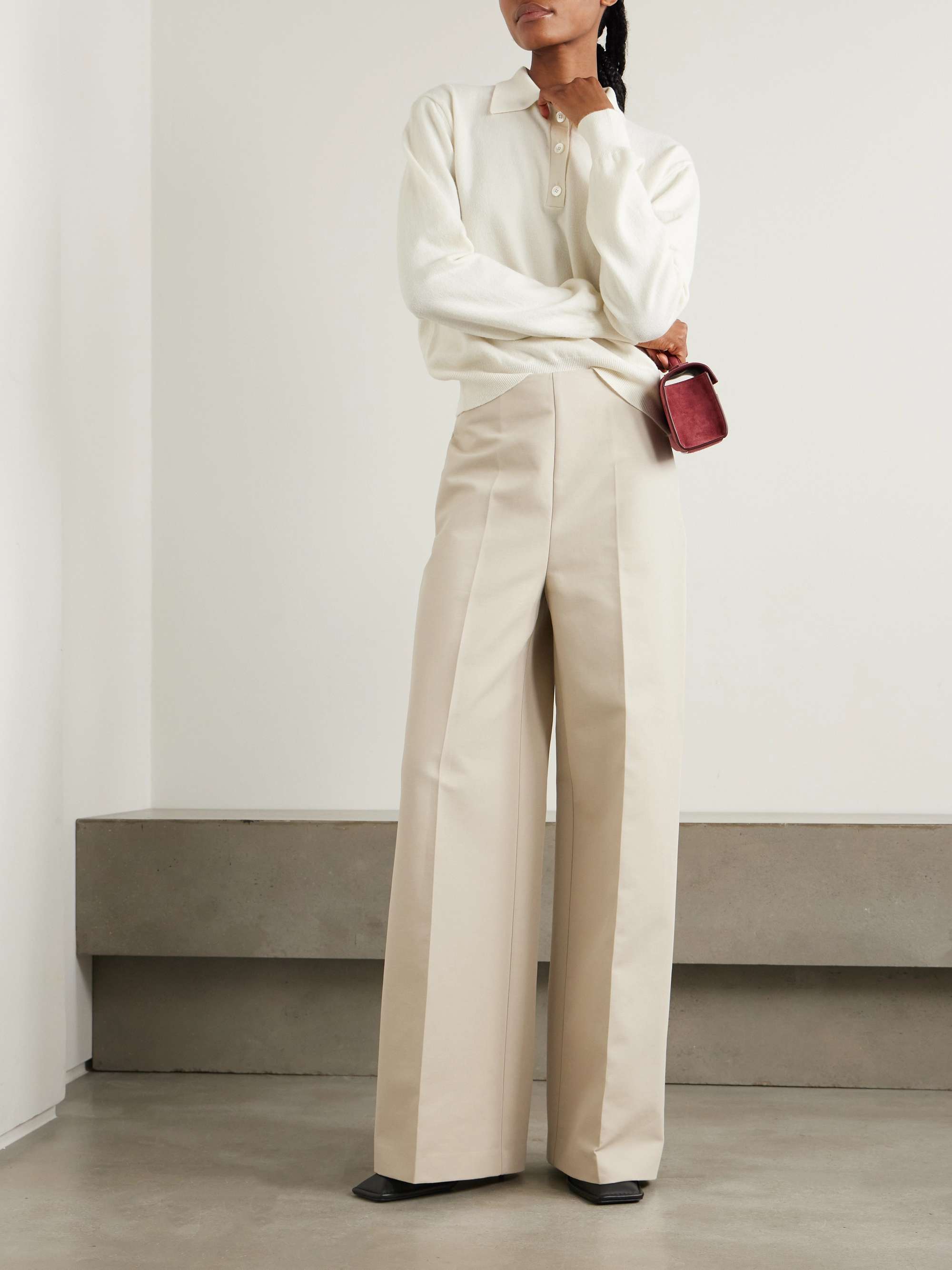 Cotton-twill wide-leg pants view