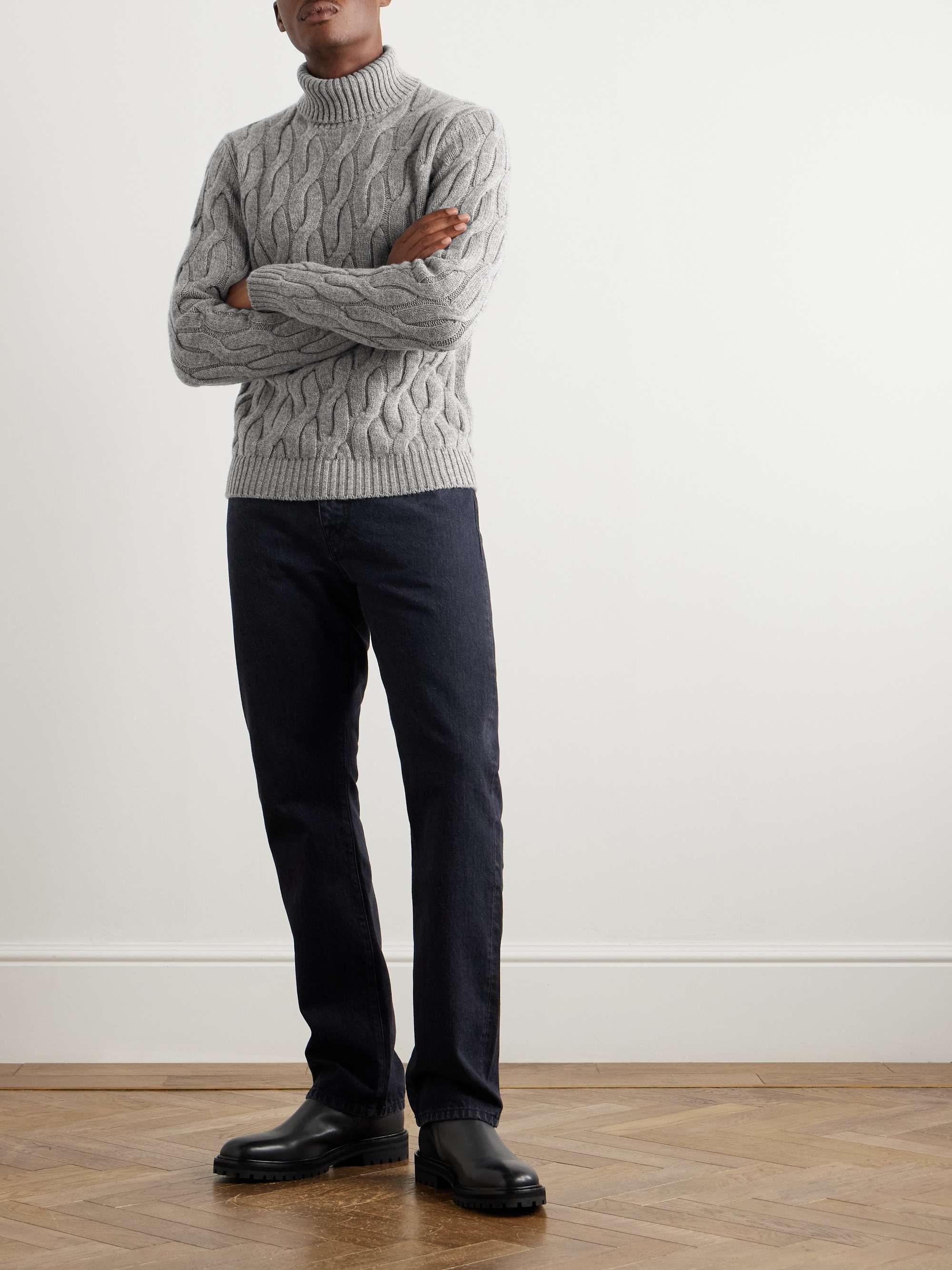 Zanone Cable-Knit Wool Turtleneck Sweater view
