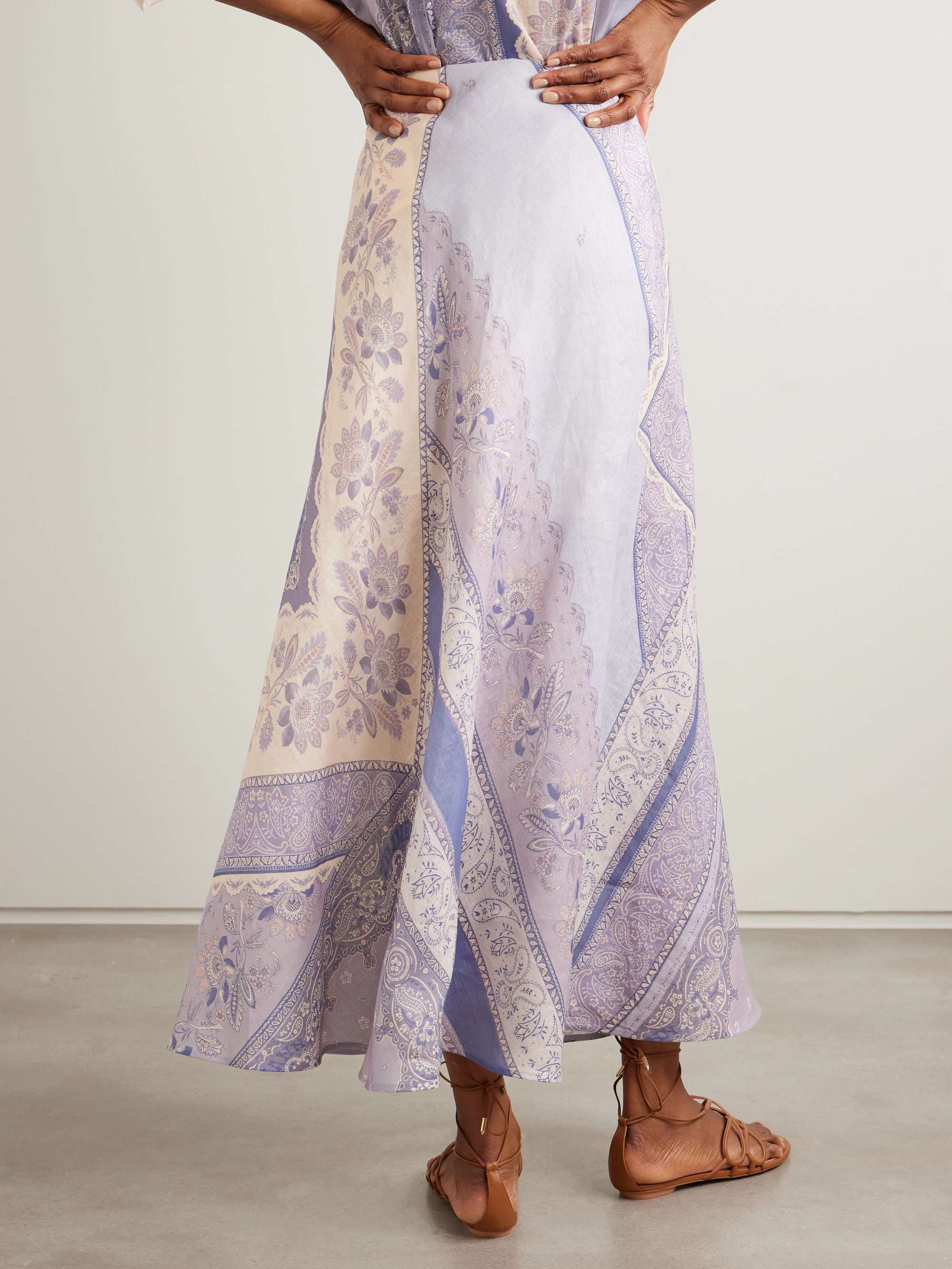 Lucky bandana-print linen maxi skirt view
