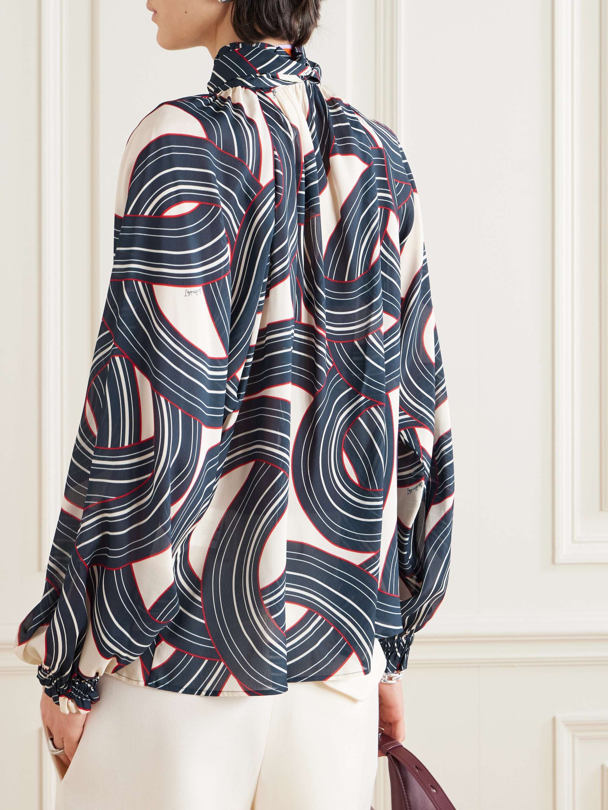 Cerere tie-detailed printed crepe blouse view