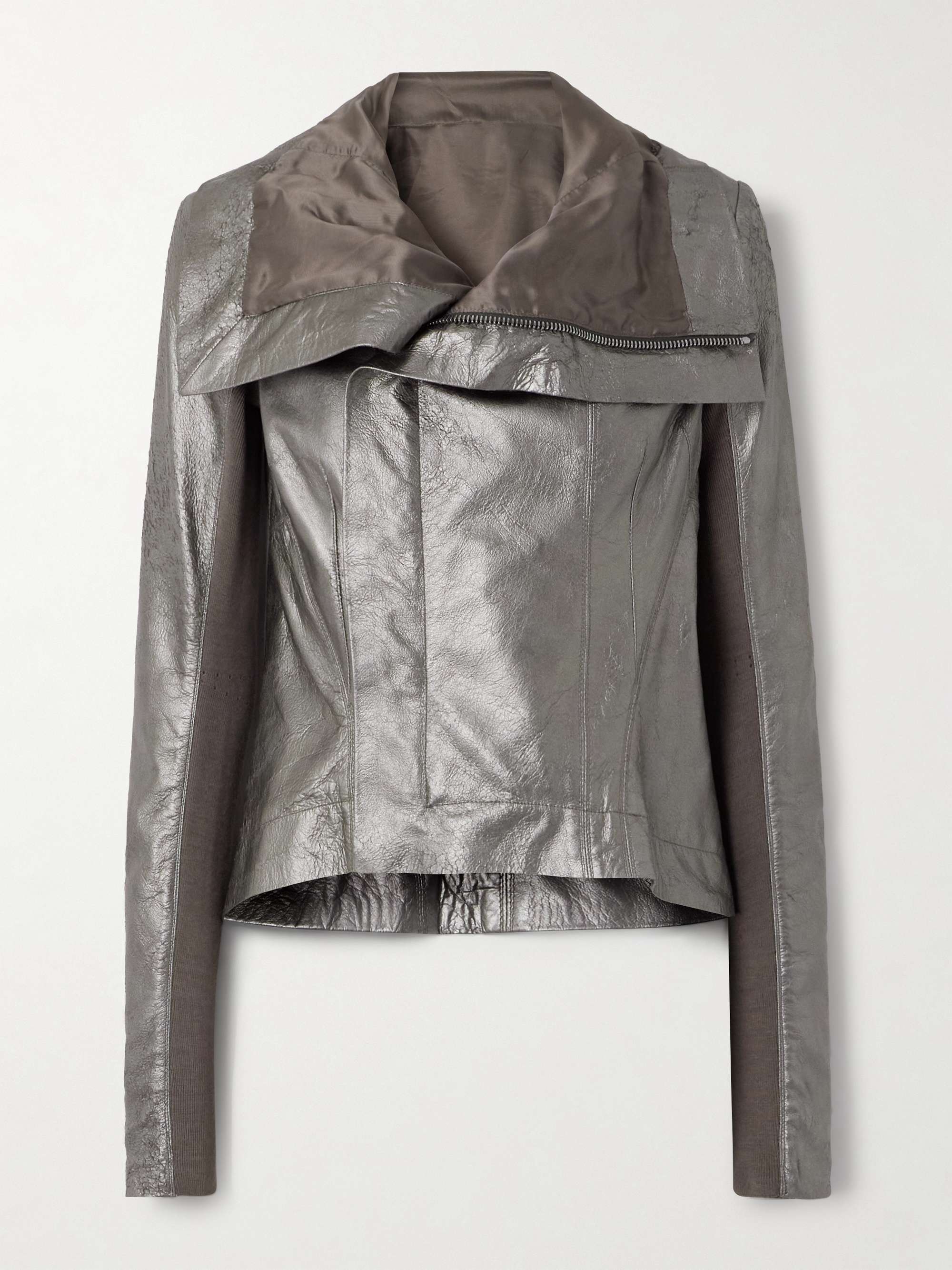 Naska metallic leather biker jacket view