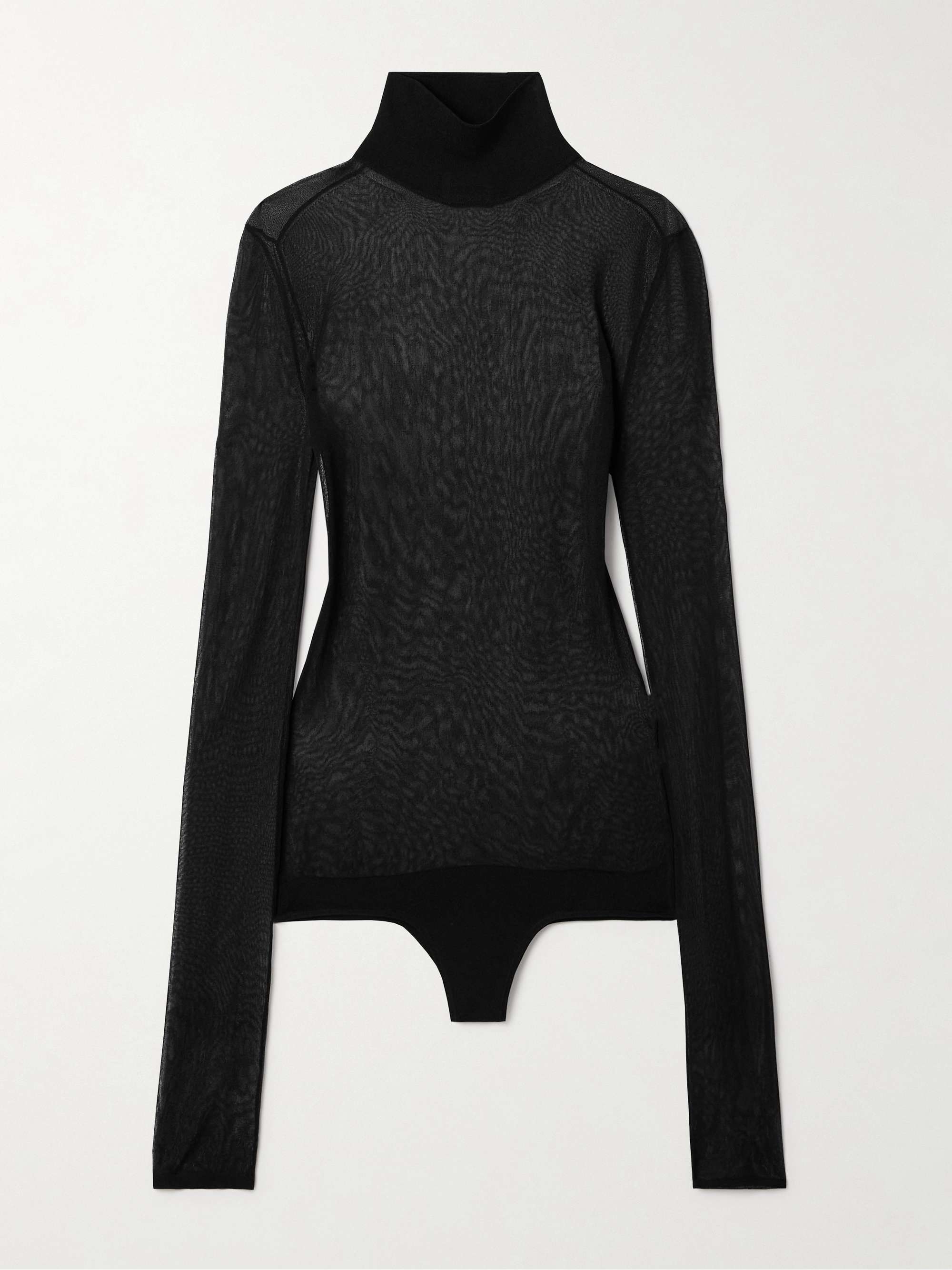 Tallin mesh turtleneck thong bodysuit view