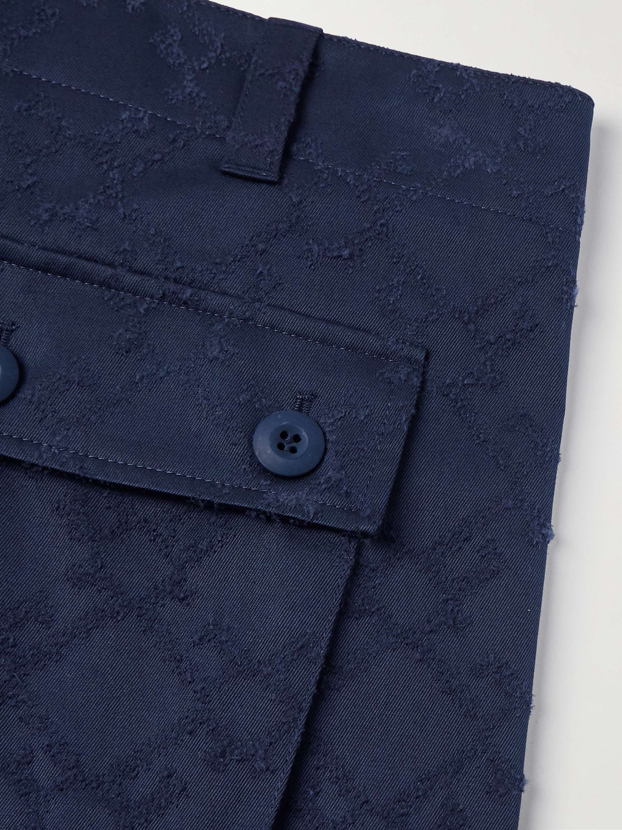 Straight-Leg Cotton-Twill Jacquard Cargo Trousers view