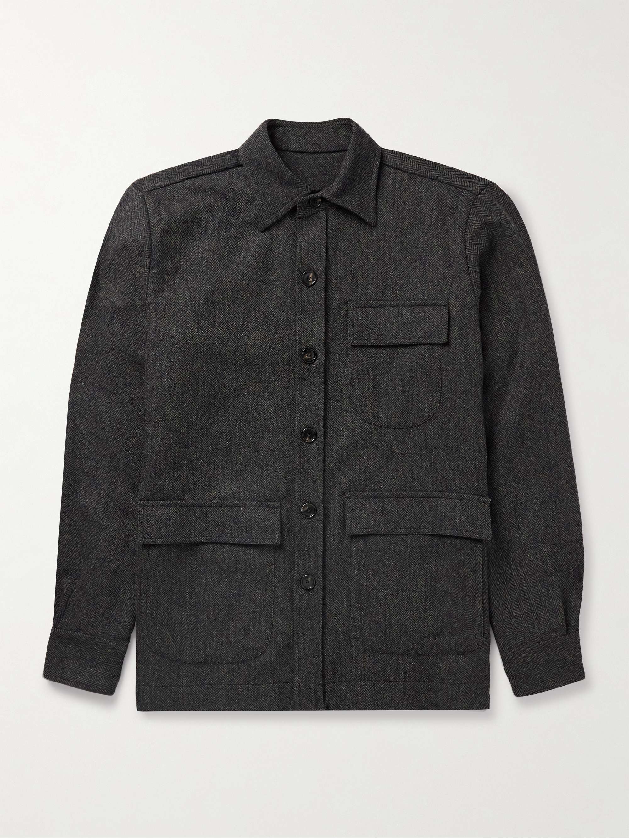 Herringbone Wool and Cashmere-Blend Jacket view