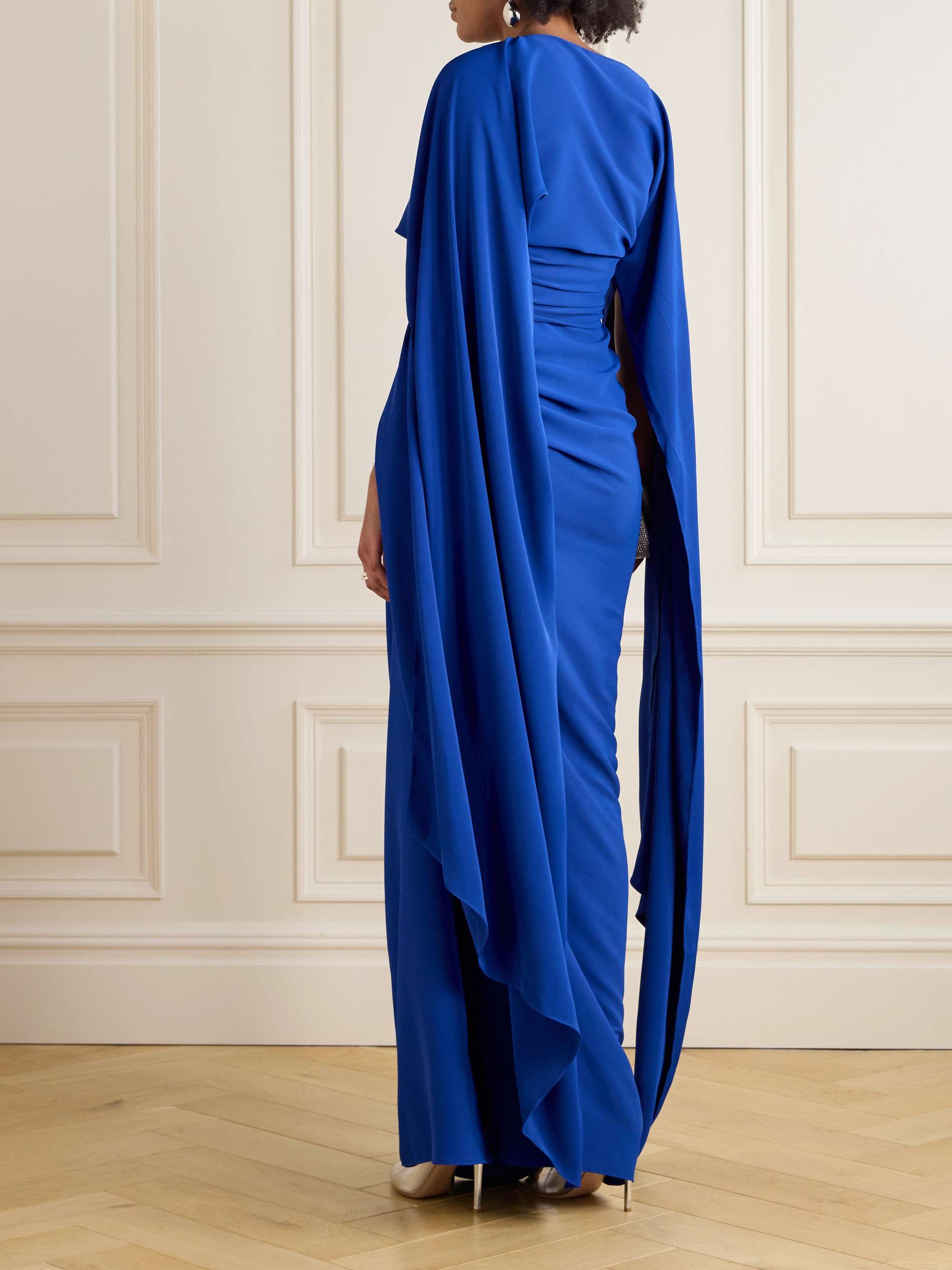 Draped ruched silk-blend crepe de chine gown view