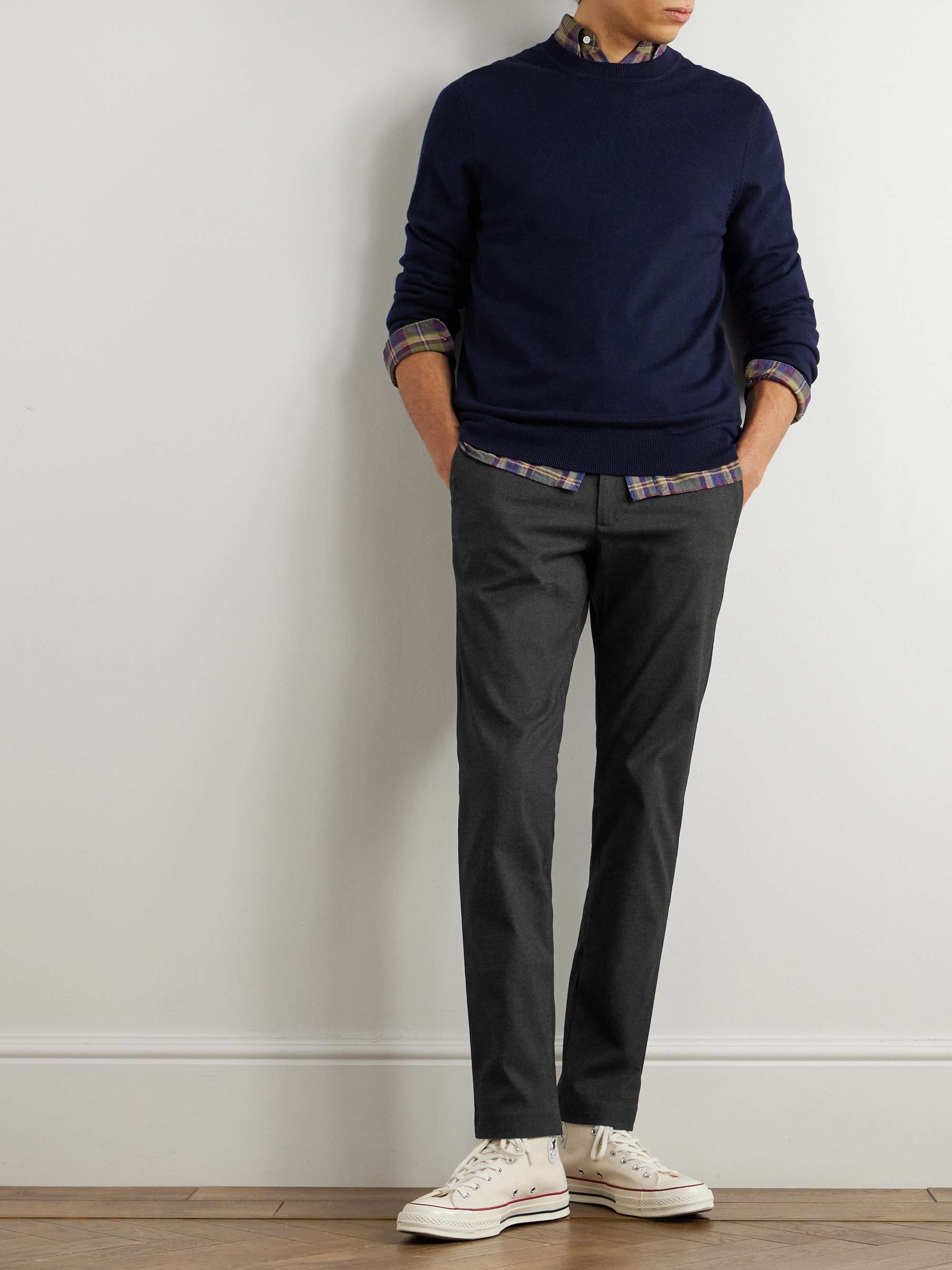 Theo 1067 Straight-Leg Stretch-Cotton Twill Trousers view