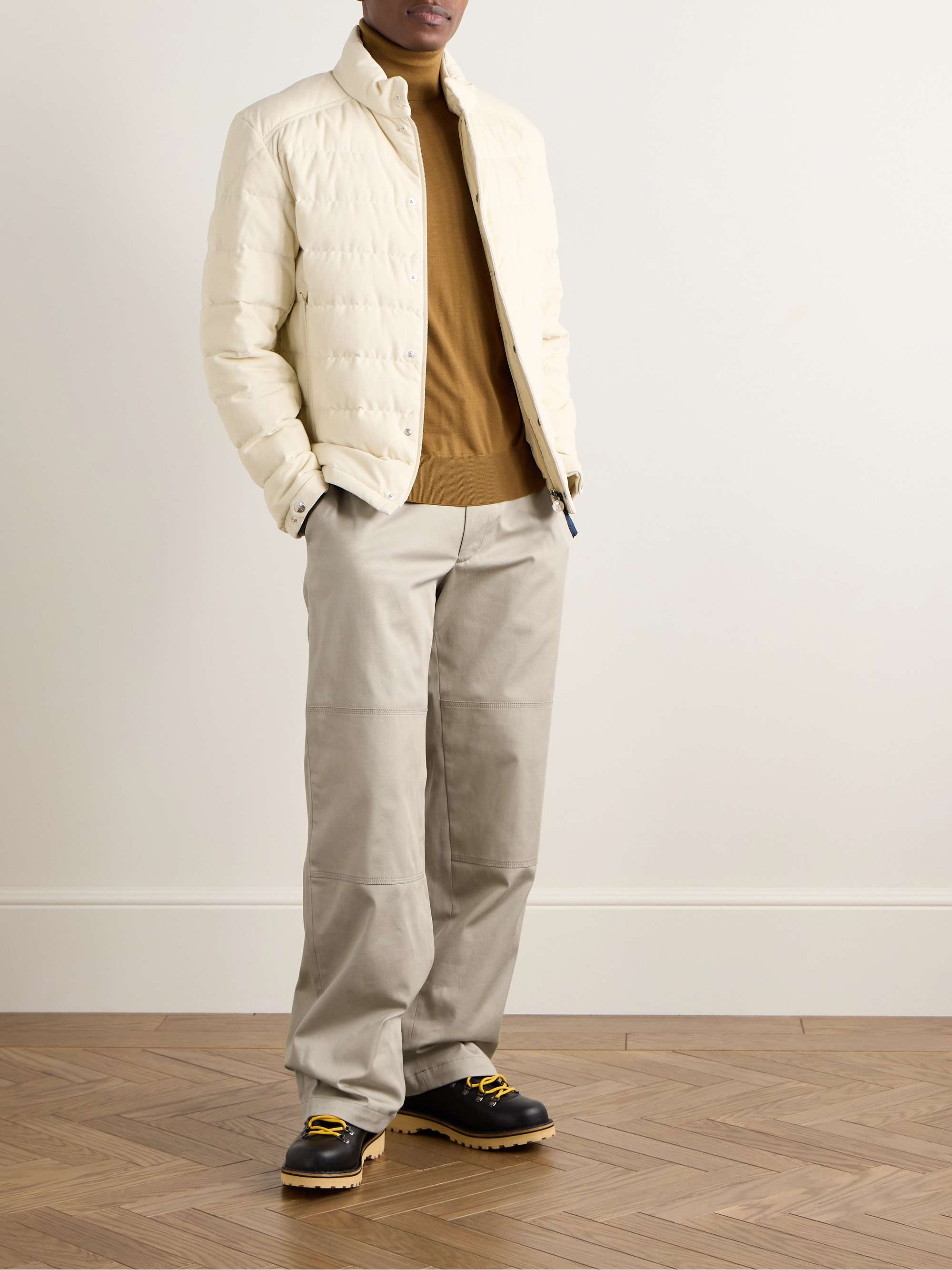 Straight-Leg Panelled Stretch-Cotton Gabardine Trousers view