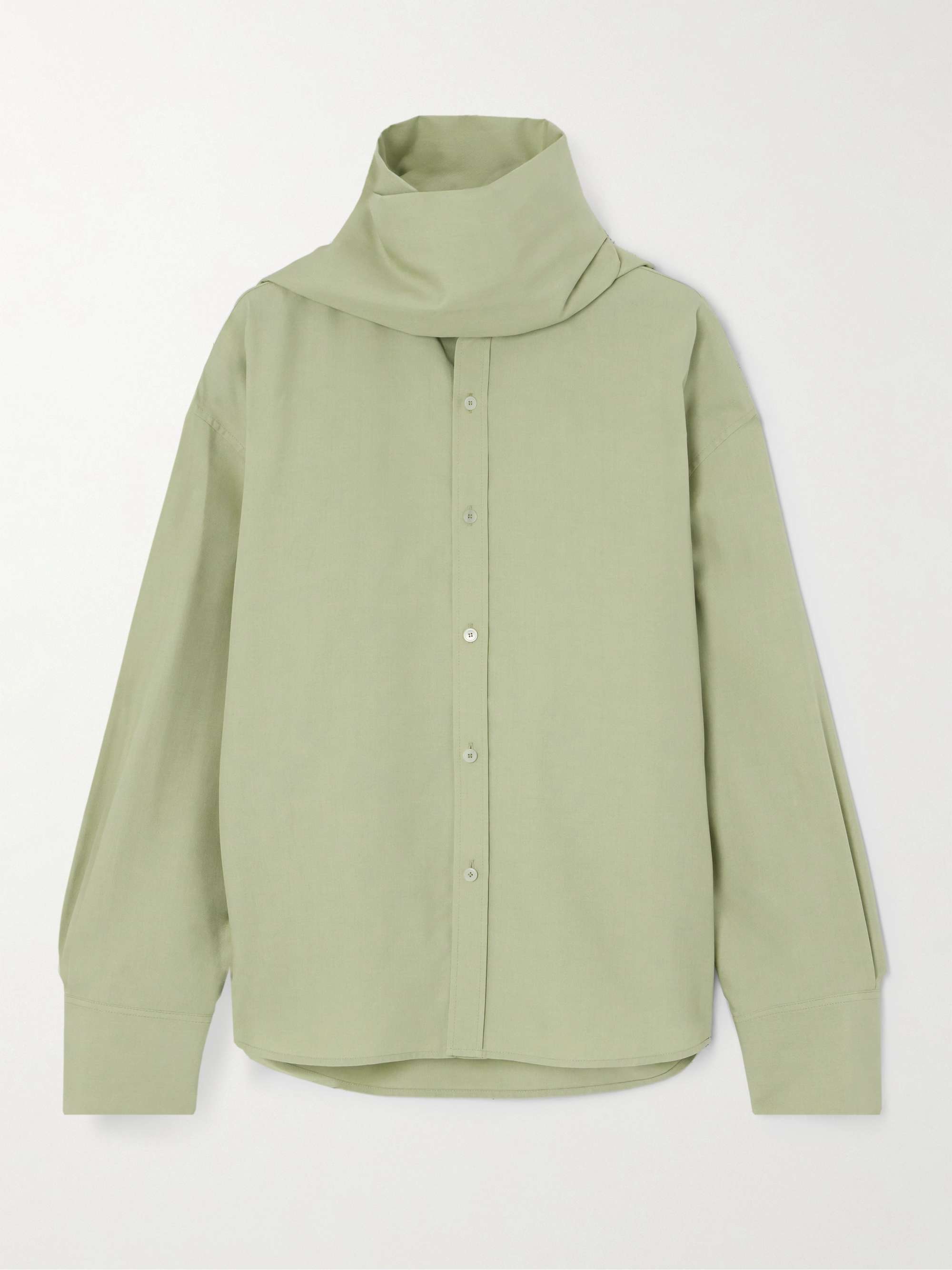 Scarf-detailed silk shirt view