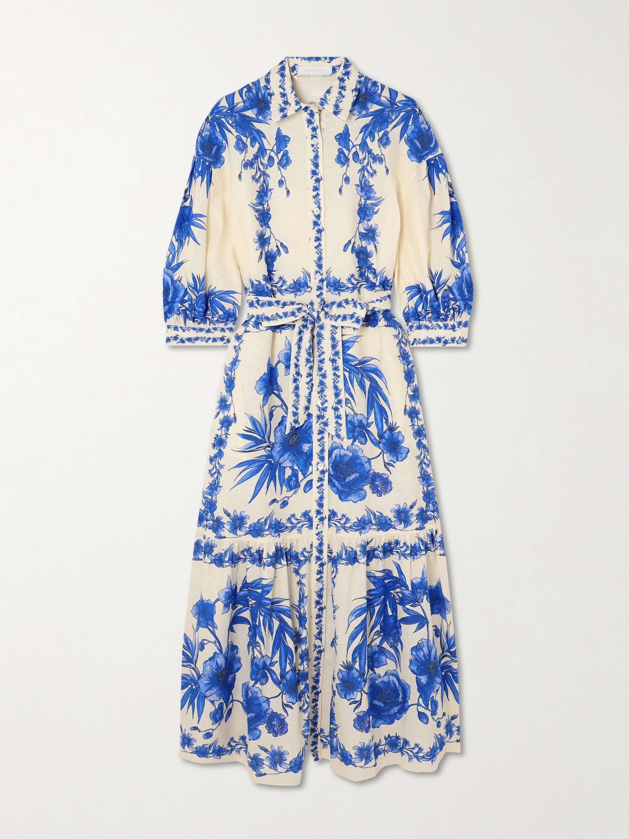 Bianca belted floral-print linen and cotton-blend maxi dress view
