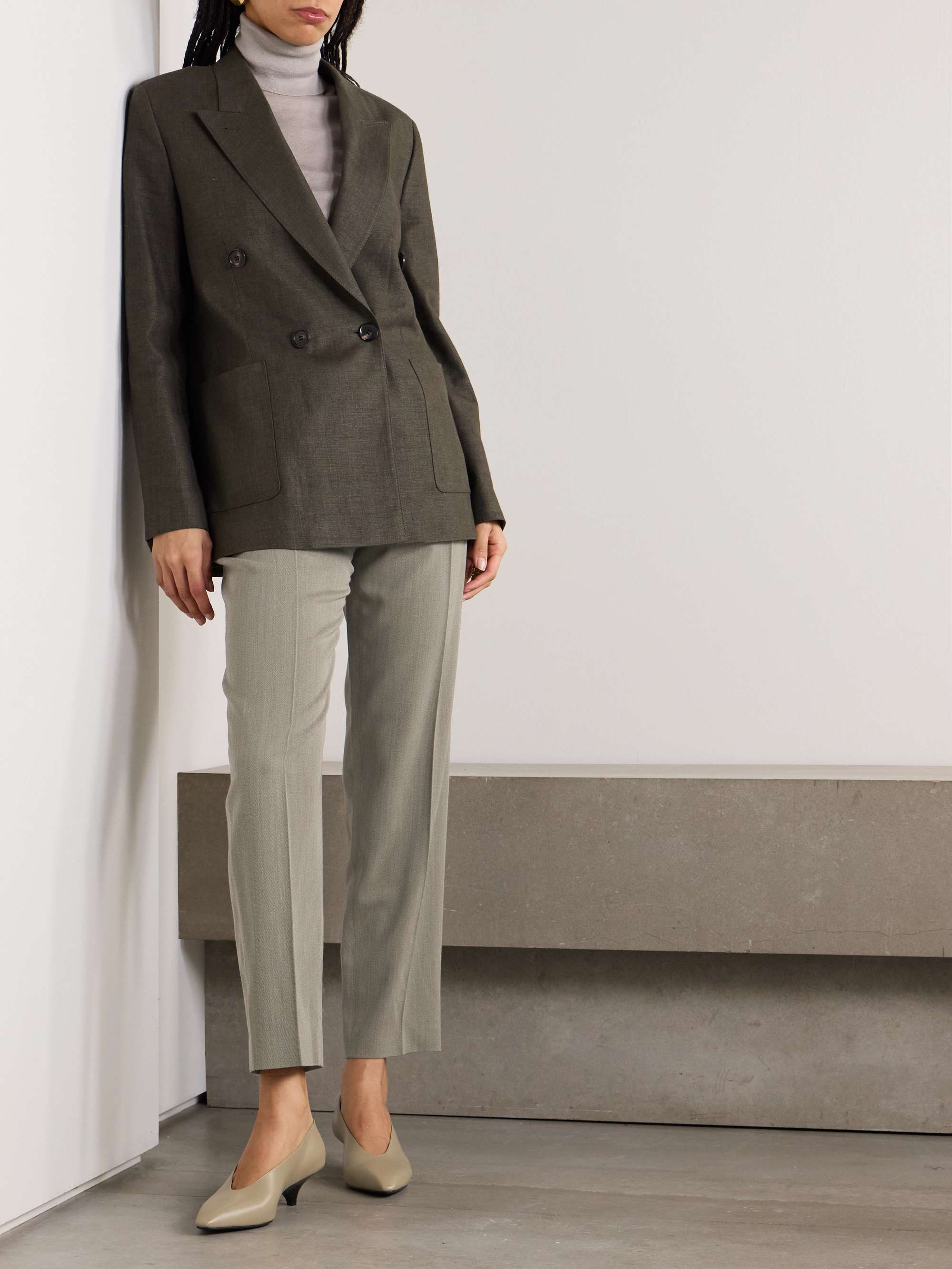 Hudson cropped pleated wool tapered pants view