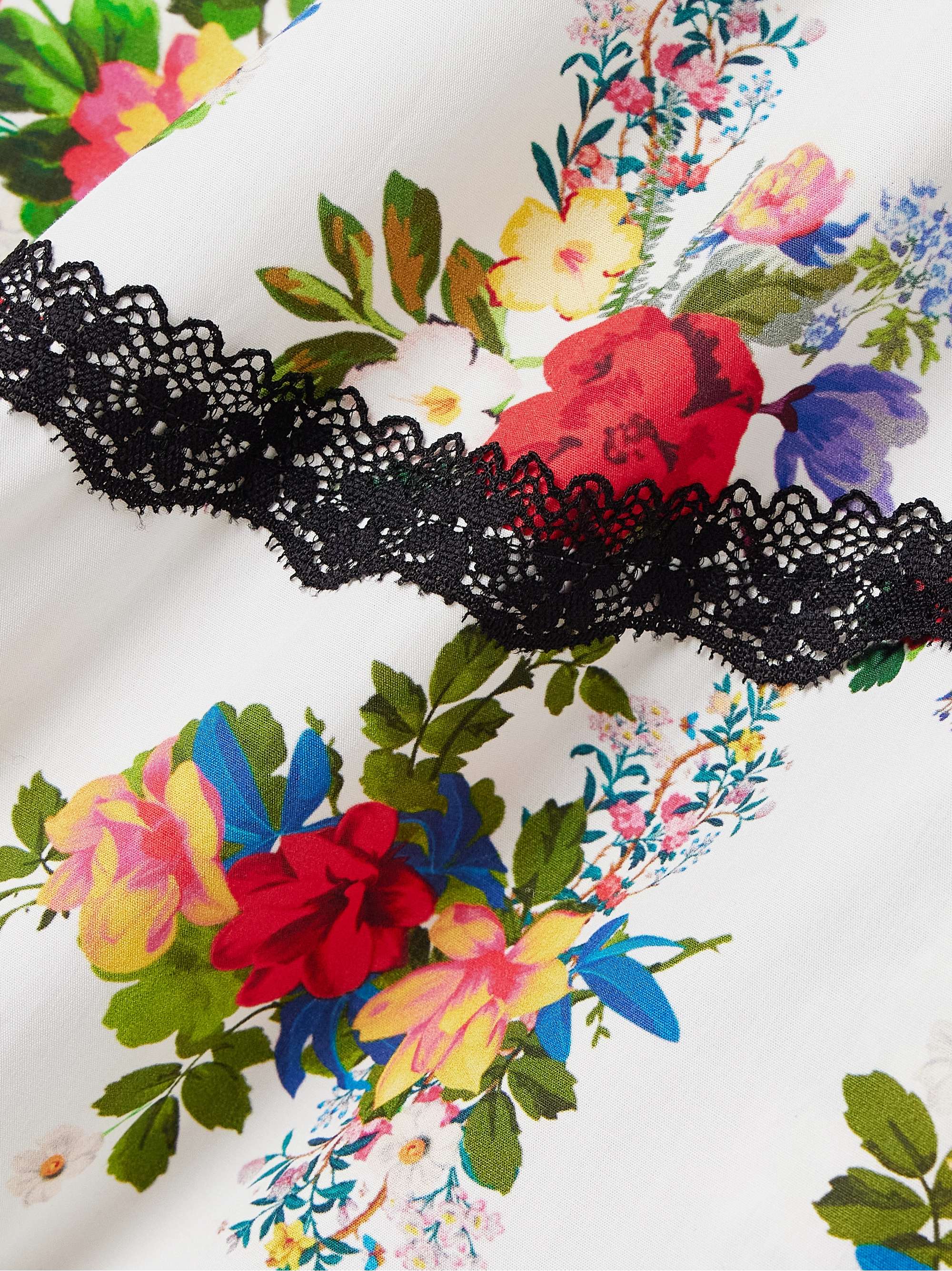MJ lace-trimmed floral-print cotton-poplin top view
