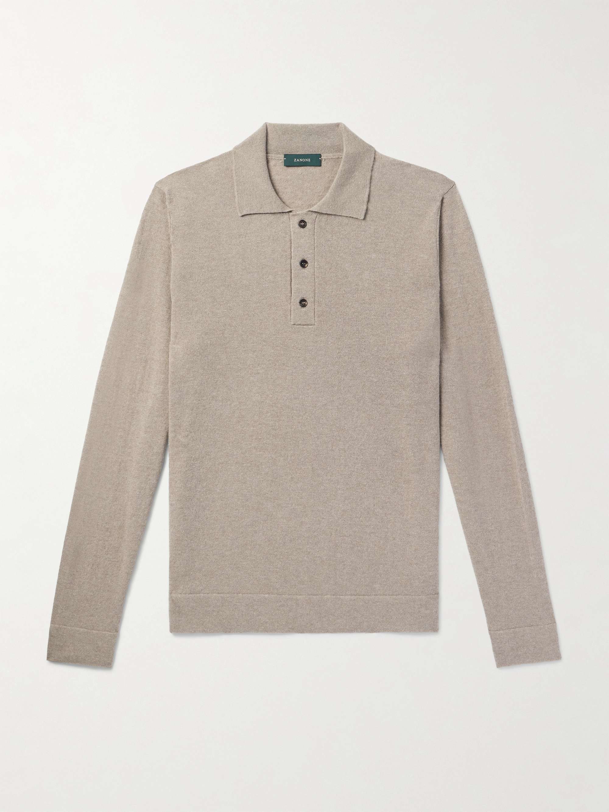 Zanone Wool and Cashmere-Blend Polo Shirt view