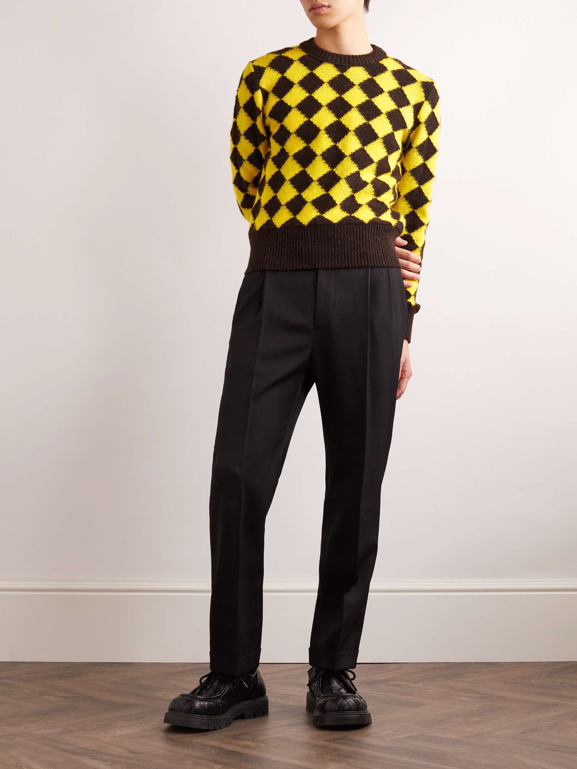 Logo-Appliquéd Argyle Intarsia Wool Sweater view