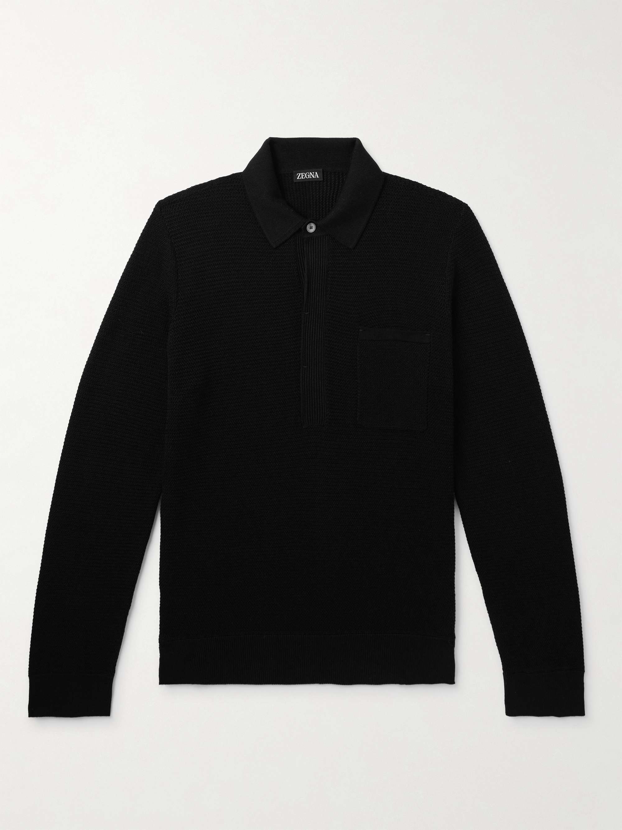 Slim-Fit Cotton and Silk-Blend Polo Shirt view