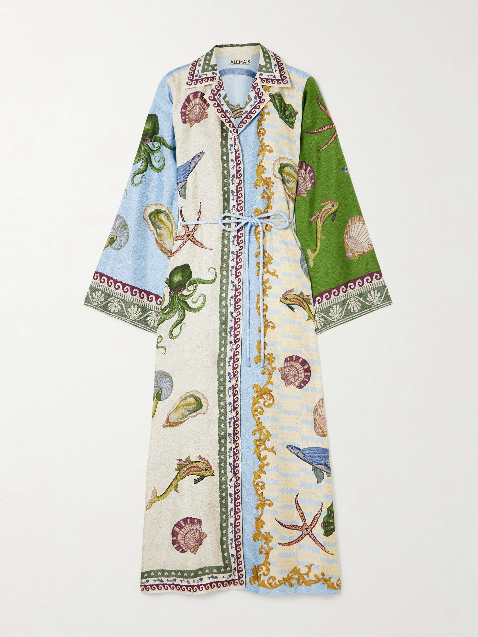 + Sam Pauletto Bath House belted printed silk-twill midi shirt dress view